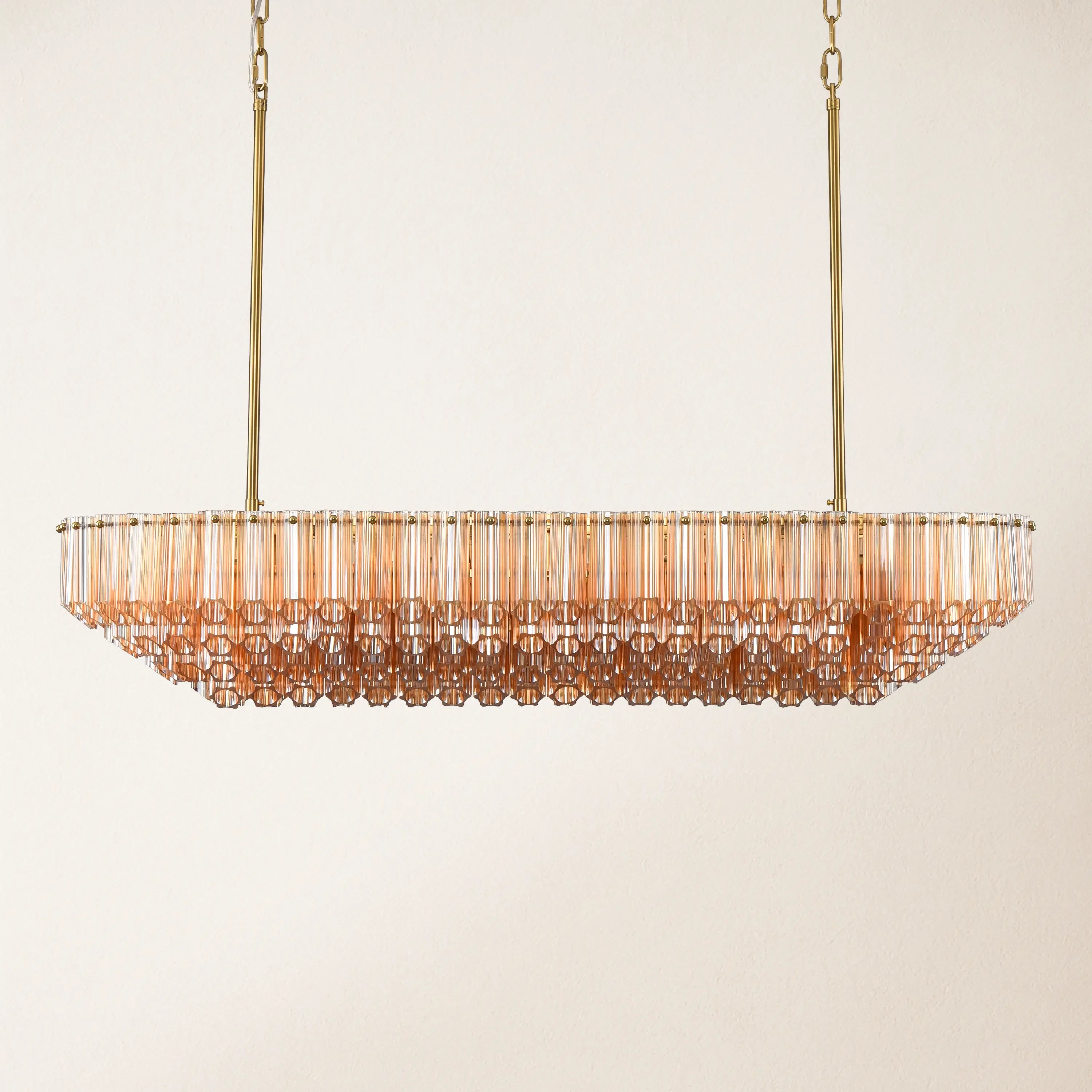 Ethereal Radiance Crystal Clear/Amber Rectangular Chandelier 109cm L