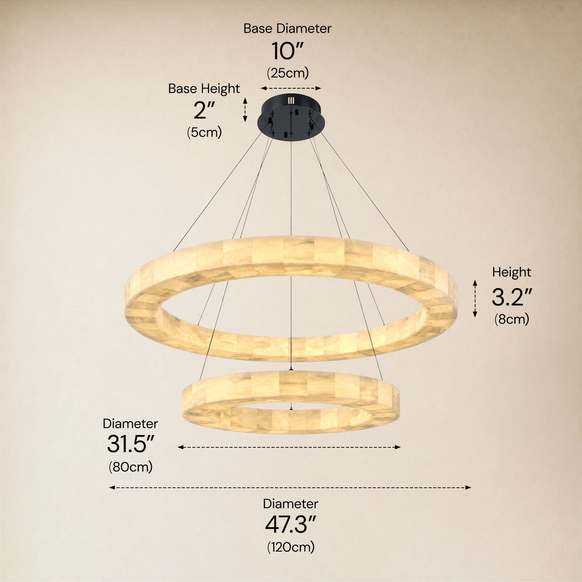 Soluna Alabaster 2 Tiered Custom Round Chandelier