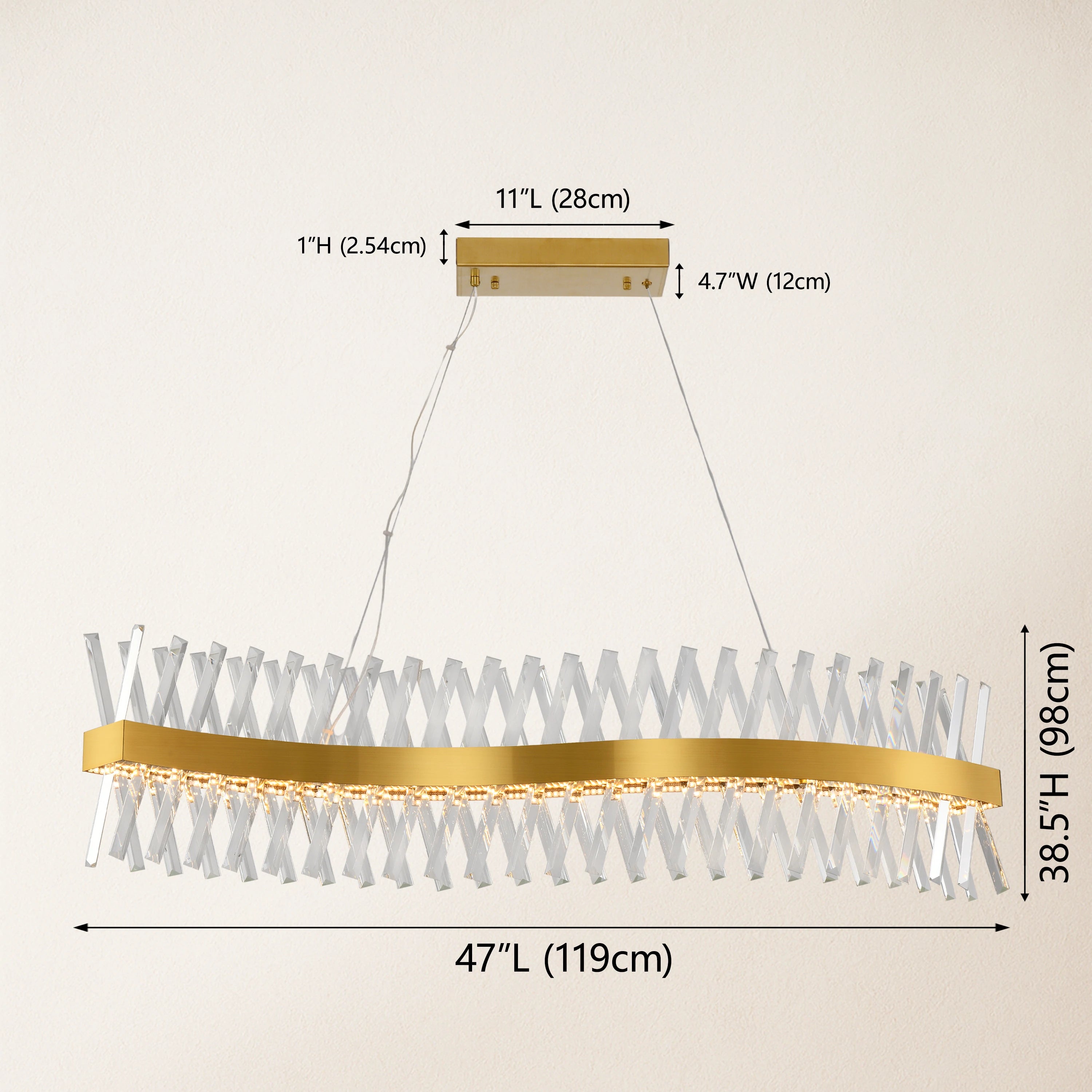 Vetro Prism Crystal Rectangular Chandelier 120cm L
