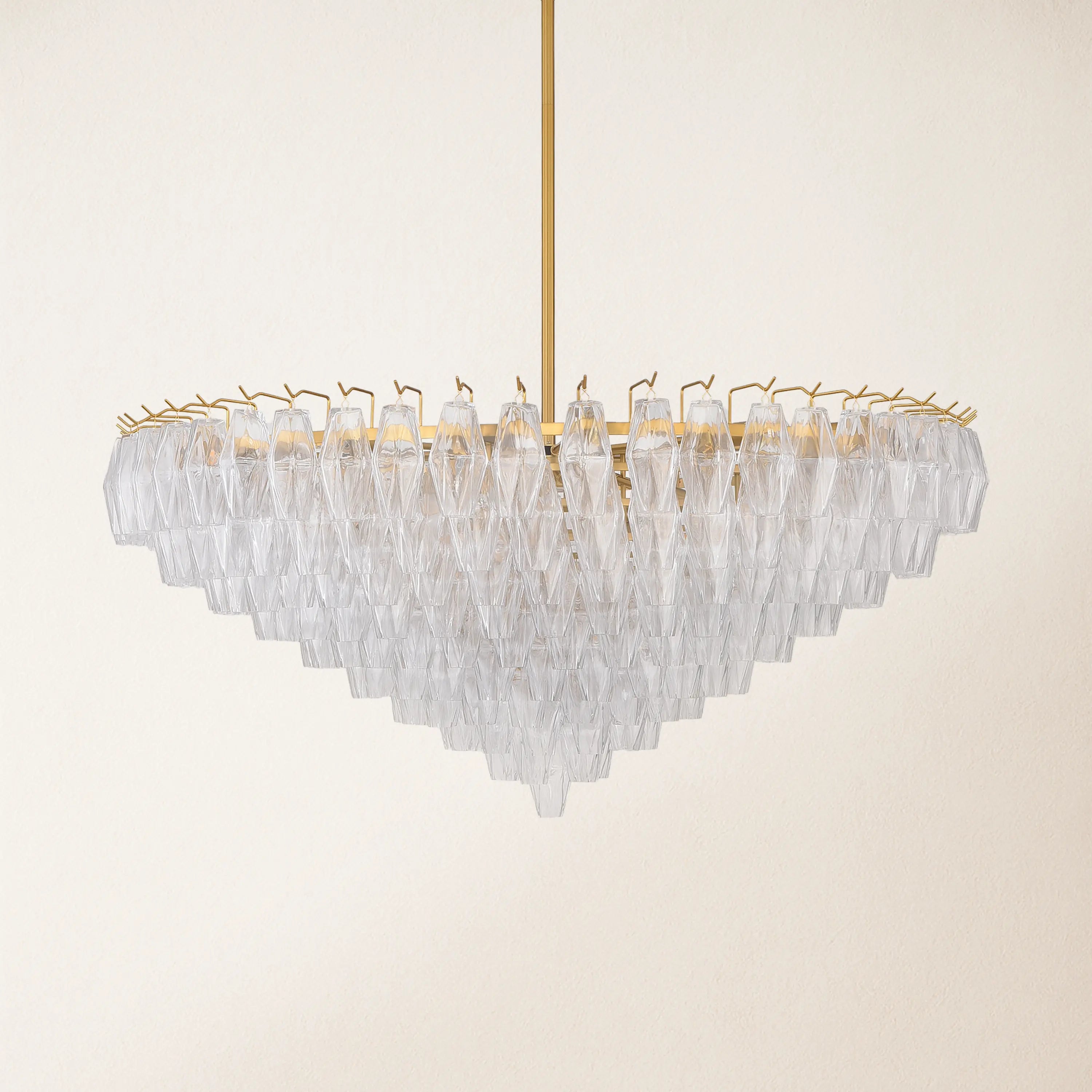 Celestial Drop Round Crystal Glass Chandelier 48"D