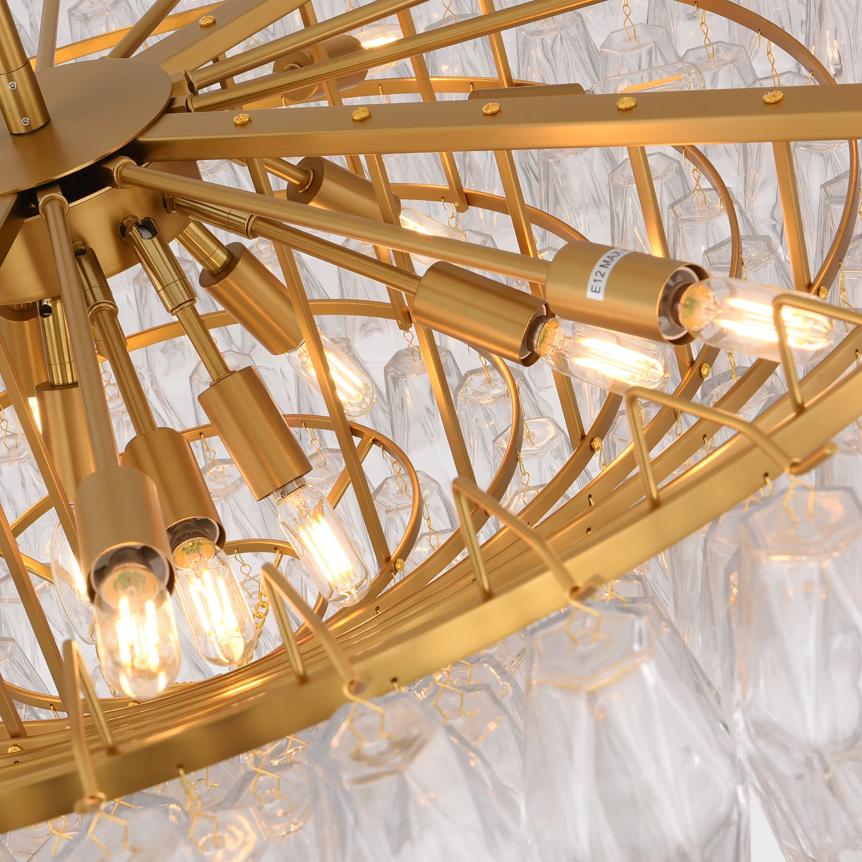 Celestial Drop Round Crystal Glass Chandelier 48"D