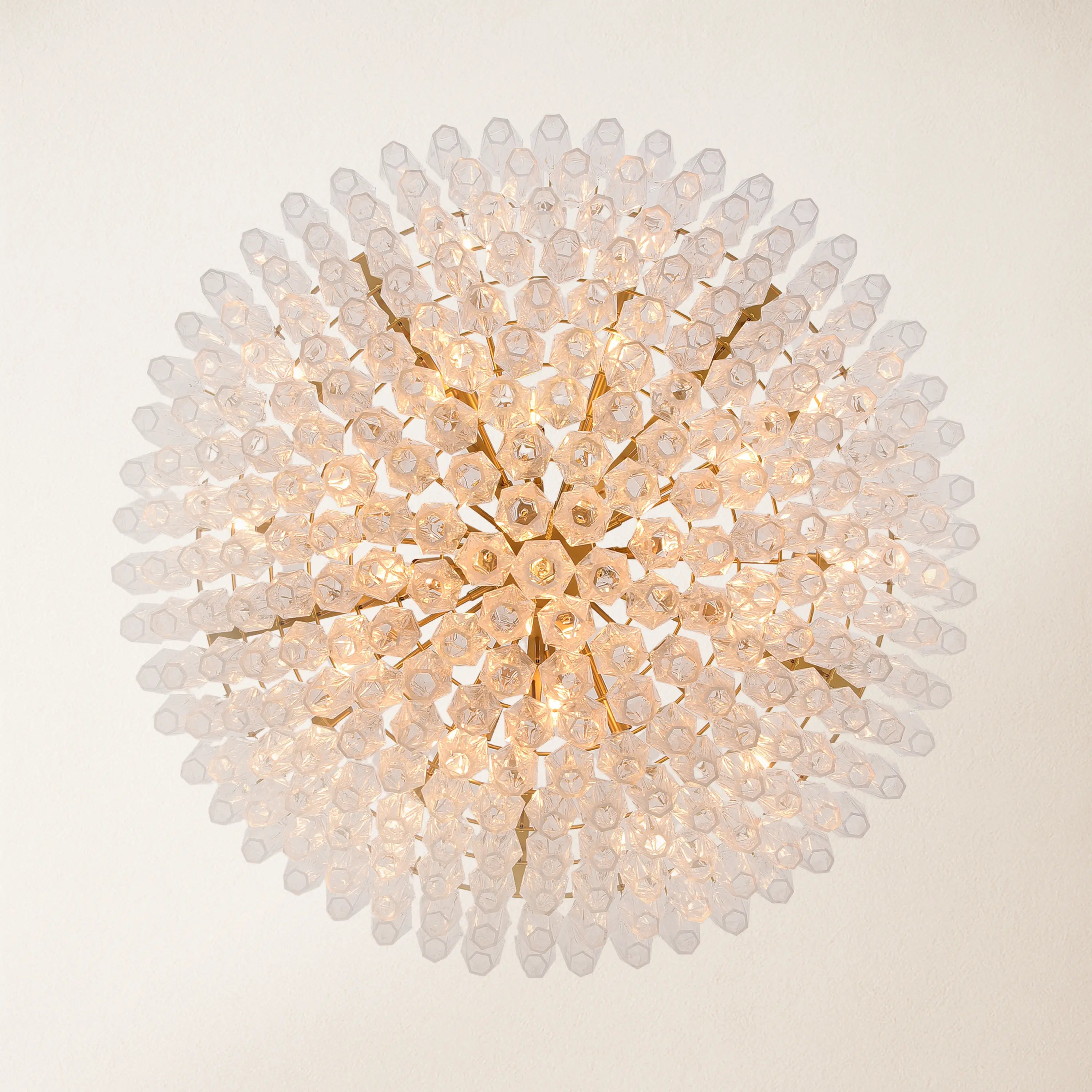 Celestial Drop Round Crystal Glass Chandelier 48"D