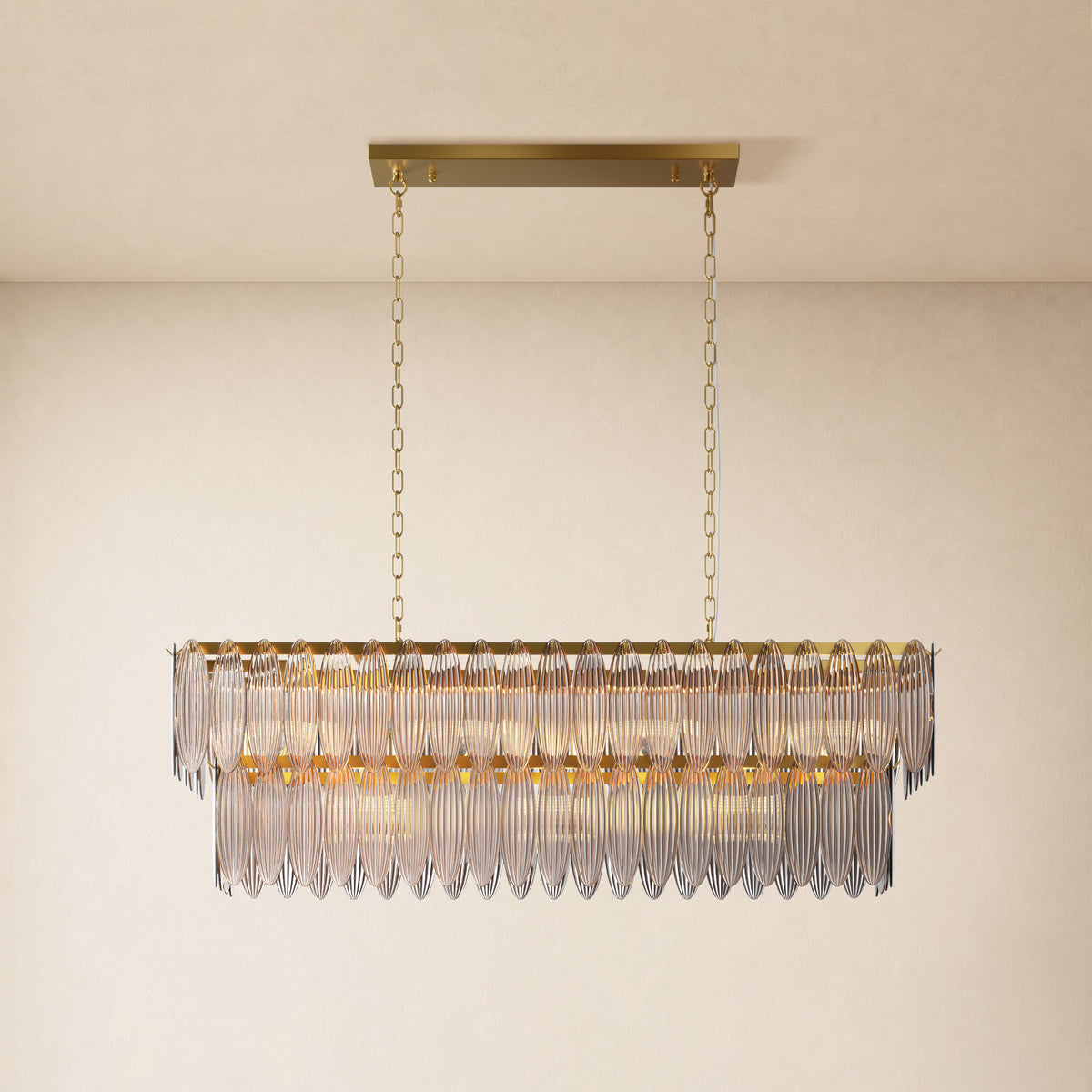 Ardelyne Crystal Leaf Linear Chandelier 48"-60"D