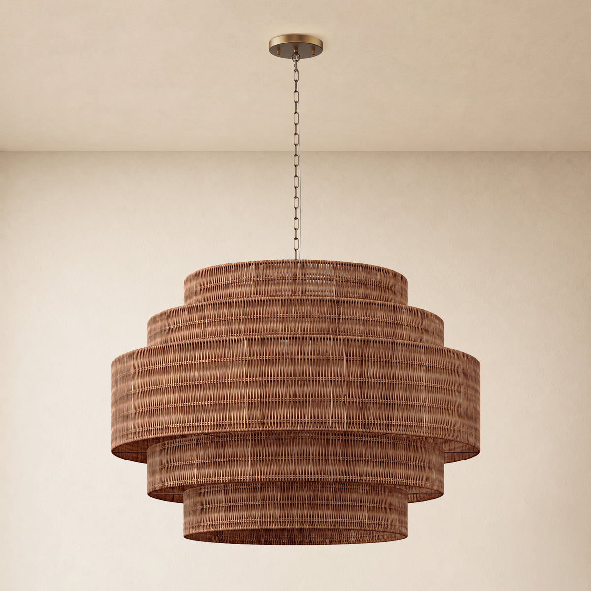 Cavana Rattan Tiered Round Chandelier 48"D