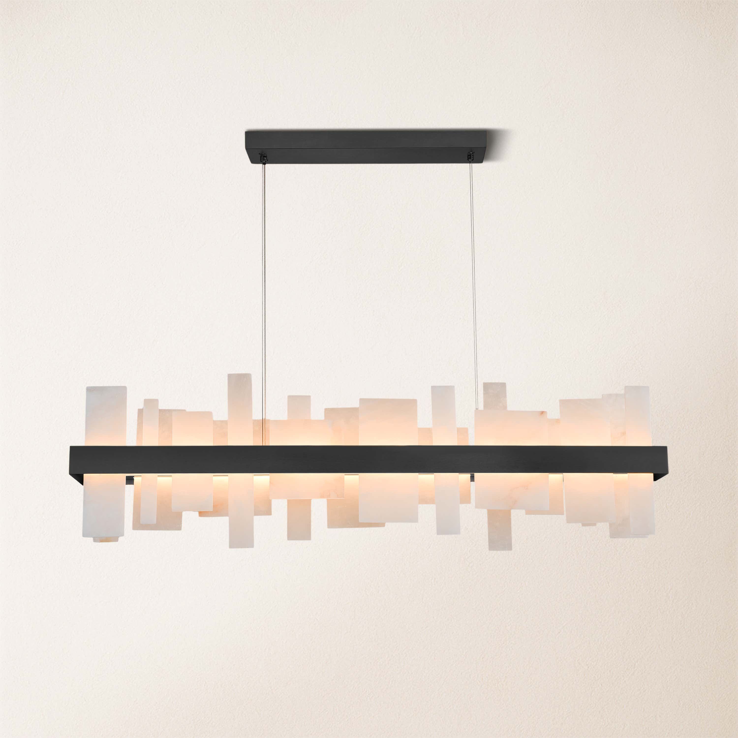Nocturne Alabaster Rectangular Chandelier 48"