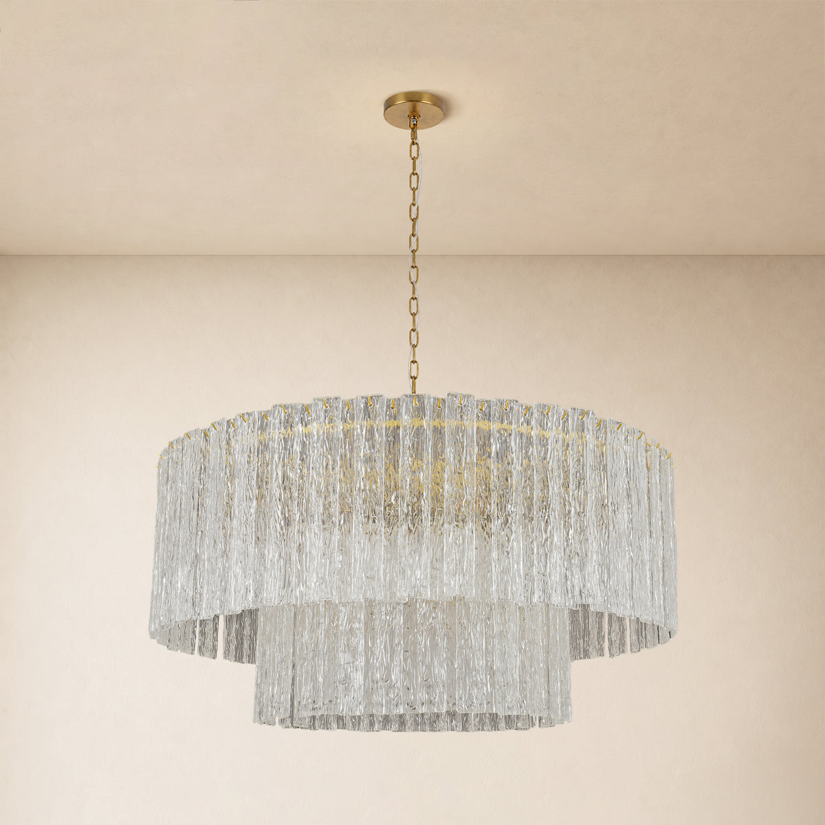 Aurellise Textured Glass Tiered Round Chandelier 48"D