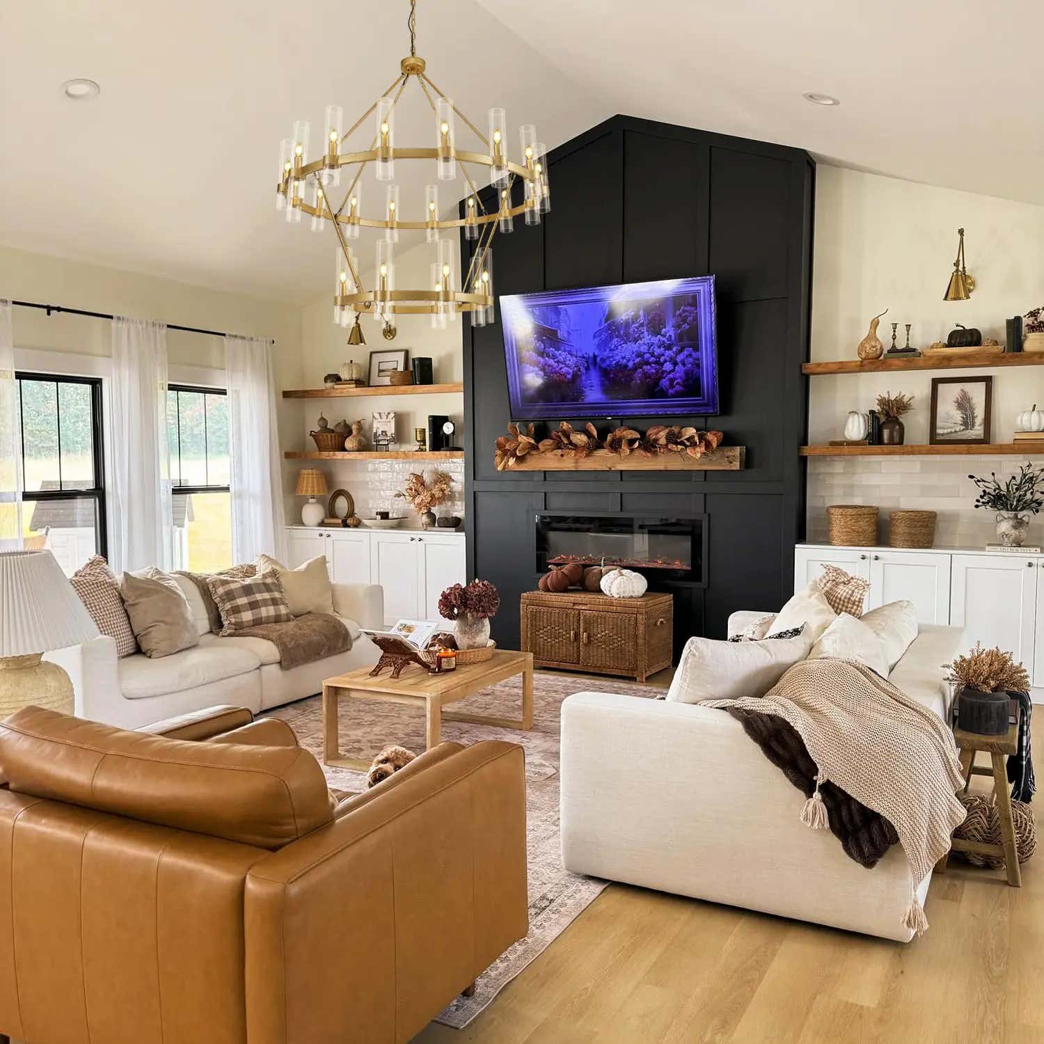 Cylora Glass Tube 2-Tier Round Chandelier 48"D#Finish_Gold