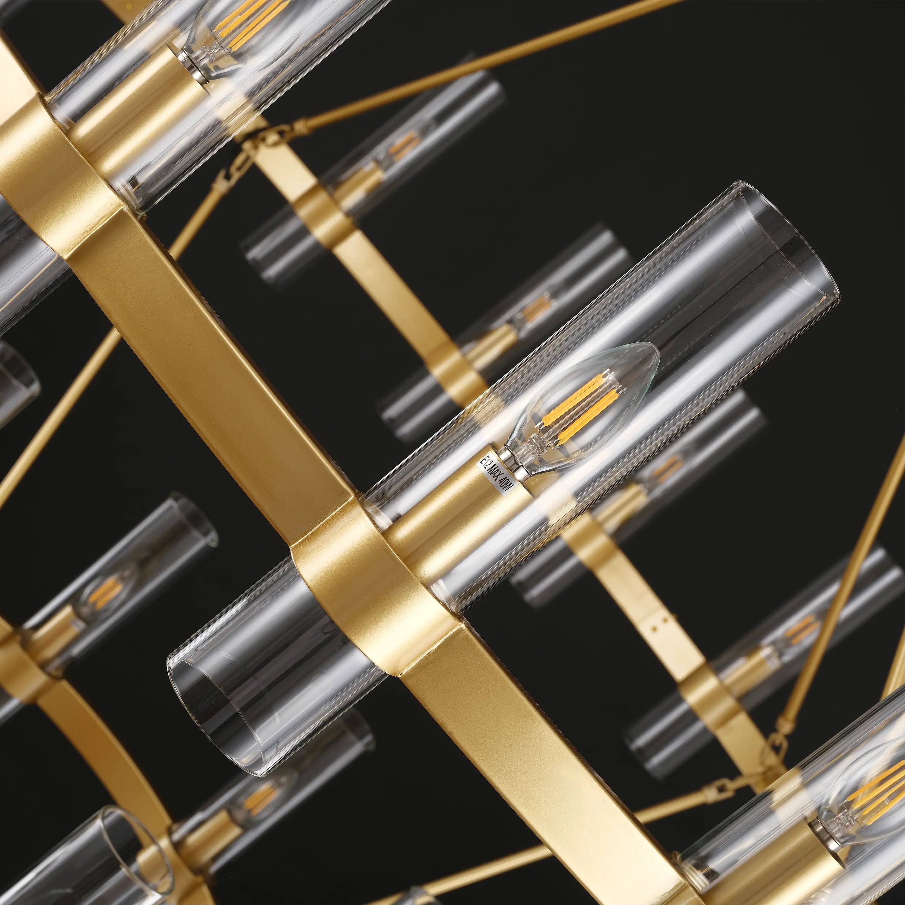 Cylora Glass Tube 2-Tier Round Chandelier 122cm
