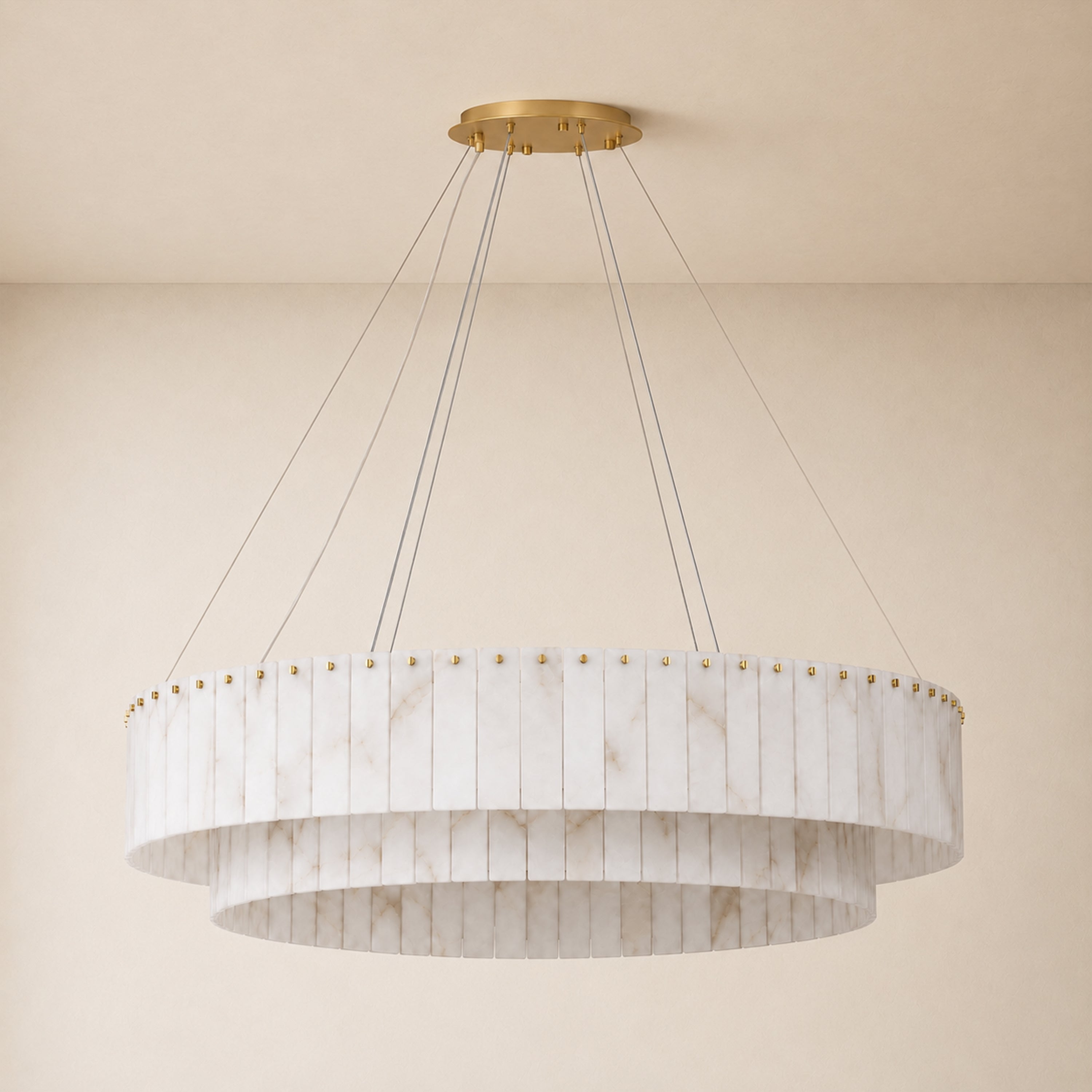 Sawyer Alabaster Custom Round Chandelier 24" 48"D