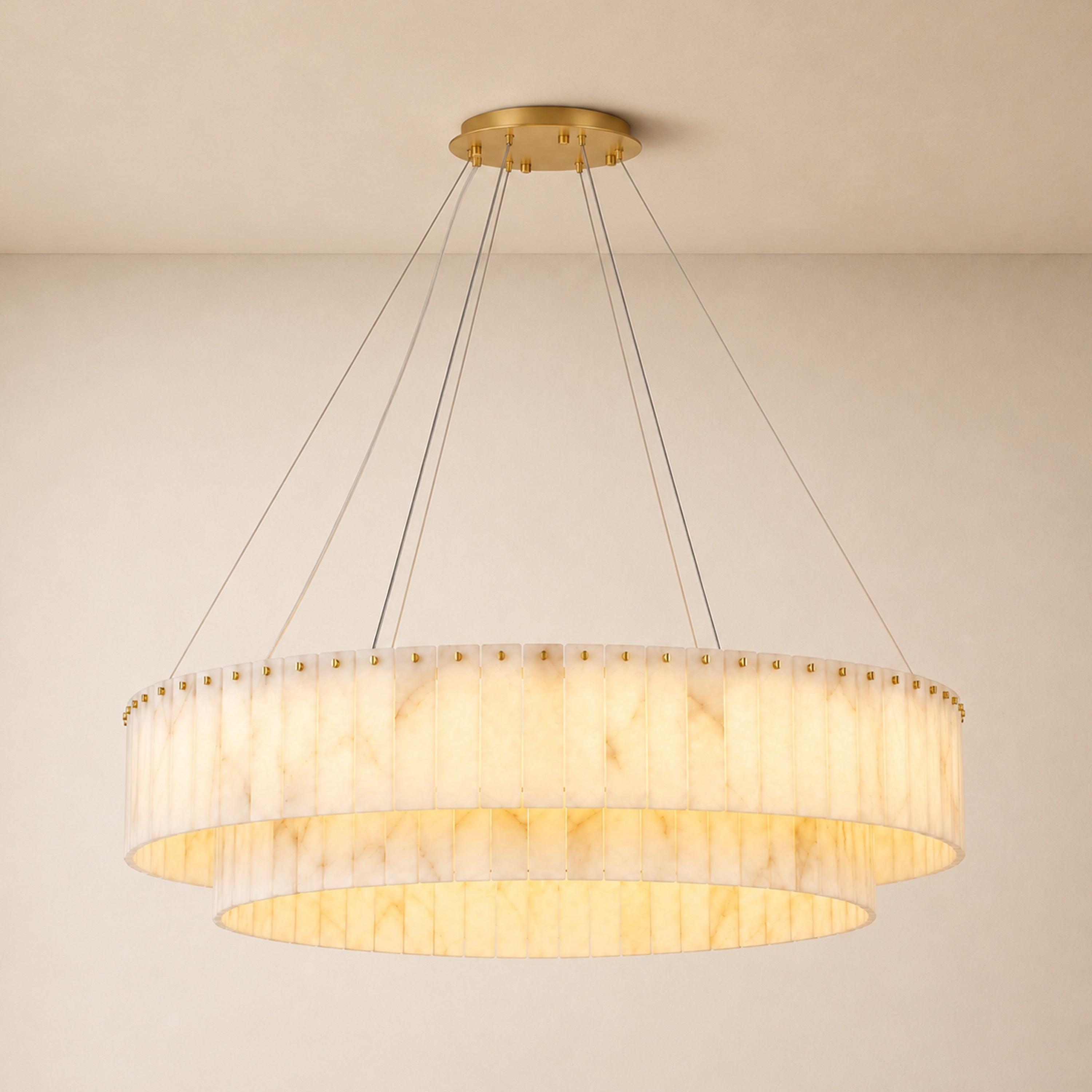 Sawyer Alabaster Custom Round Chandelier 24" 48"D