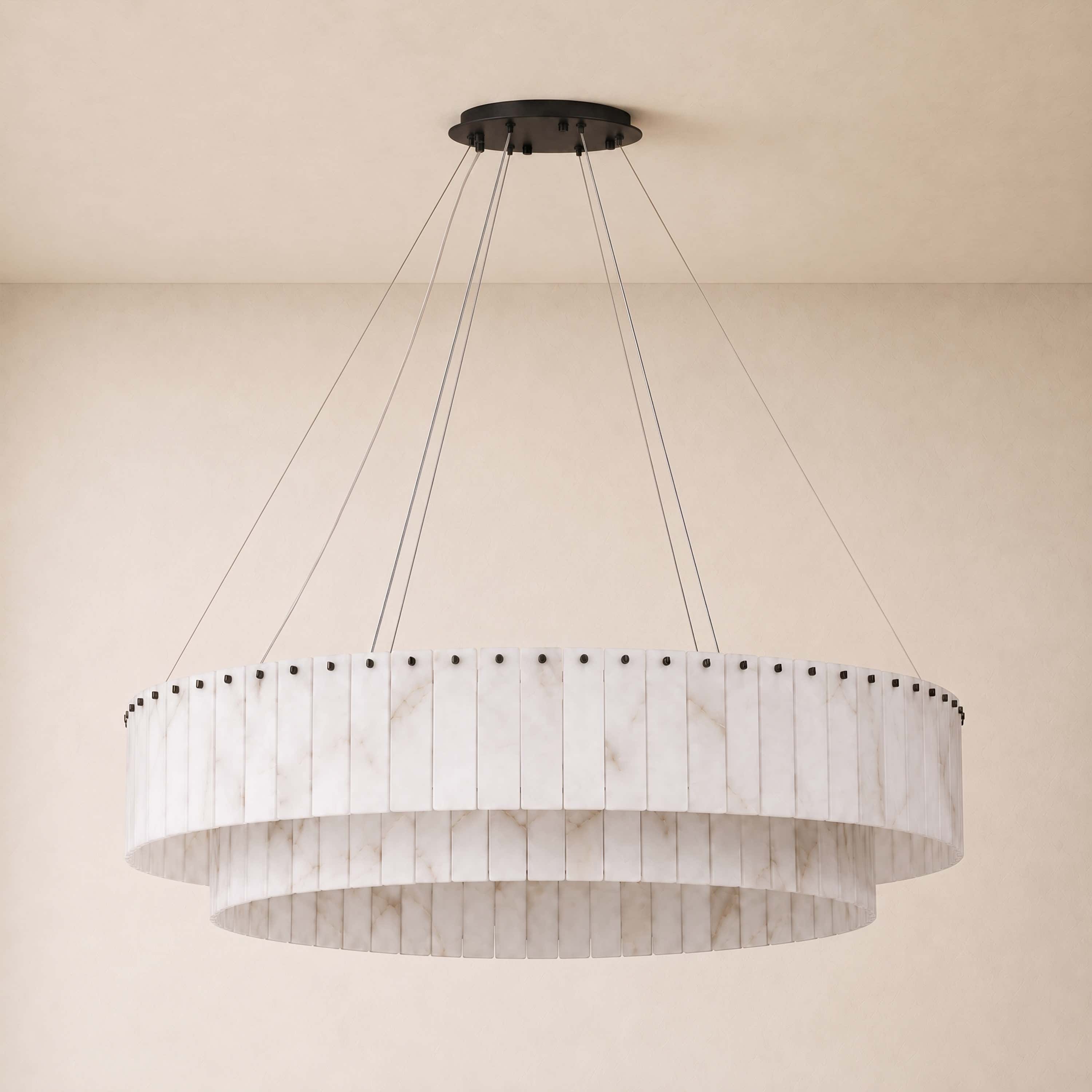 Sawyer Alabaster Custom Round Chandelier 24" 48"D