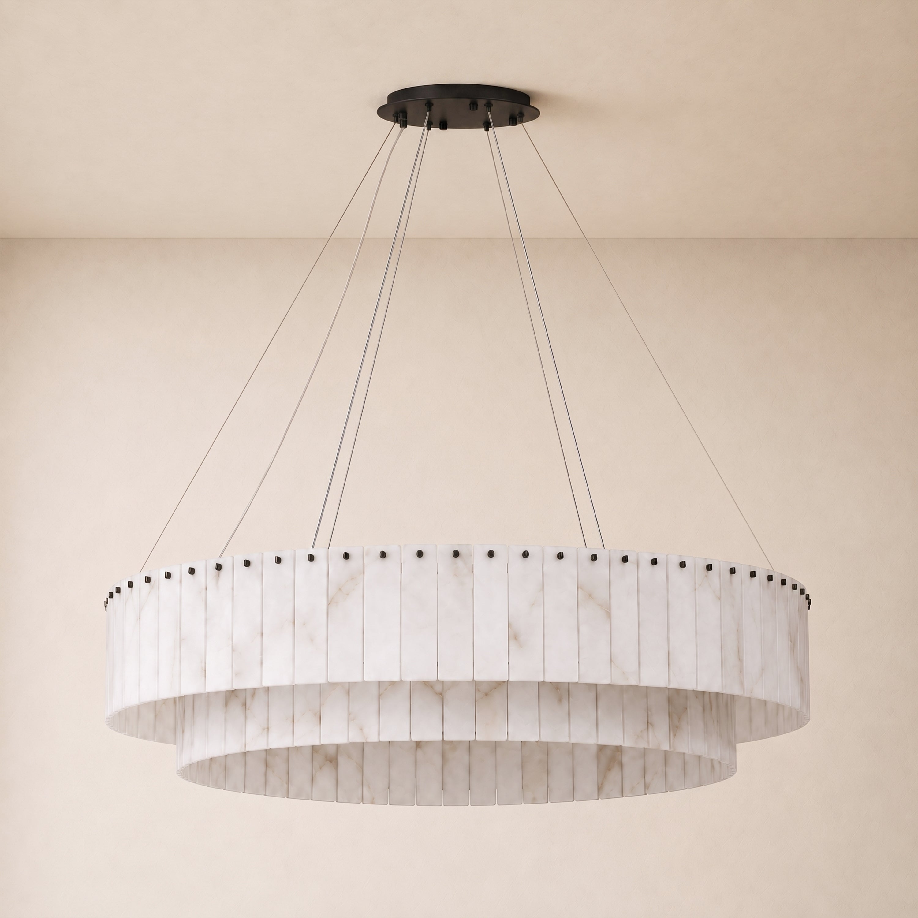 Sawyer Alabaster Custom Round Chandelier 24" 48"D