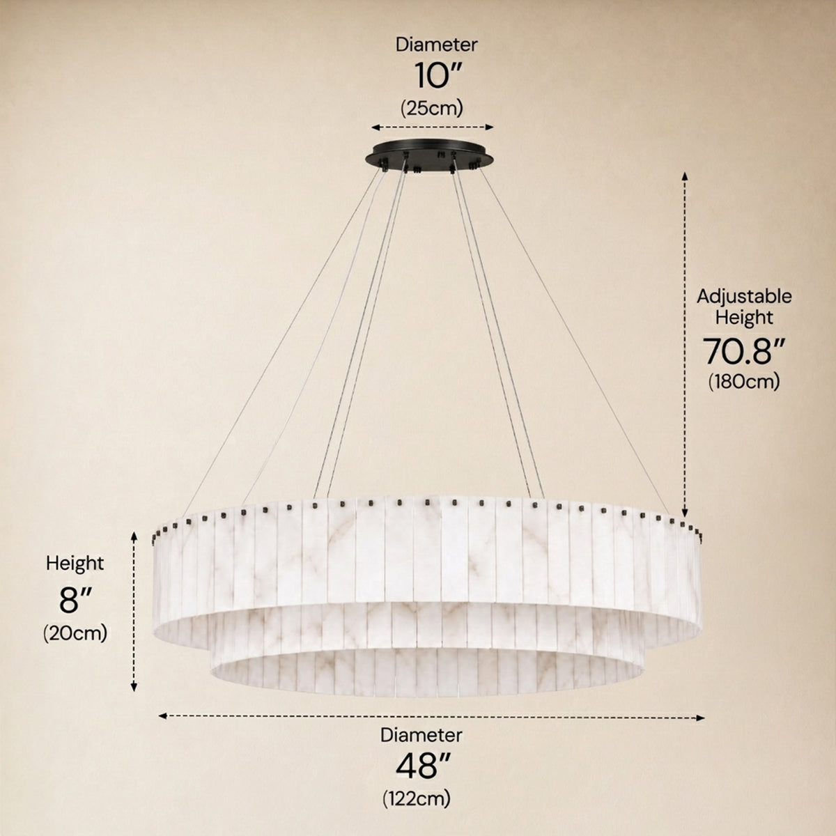 Sawyer Alabaster Custom Round Chandelier 24" 48"D