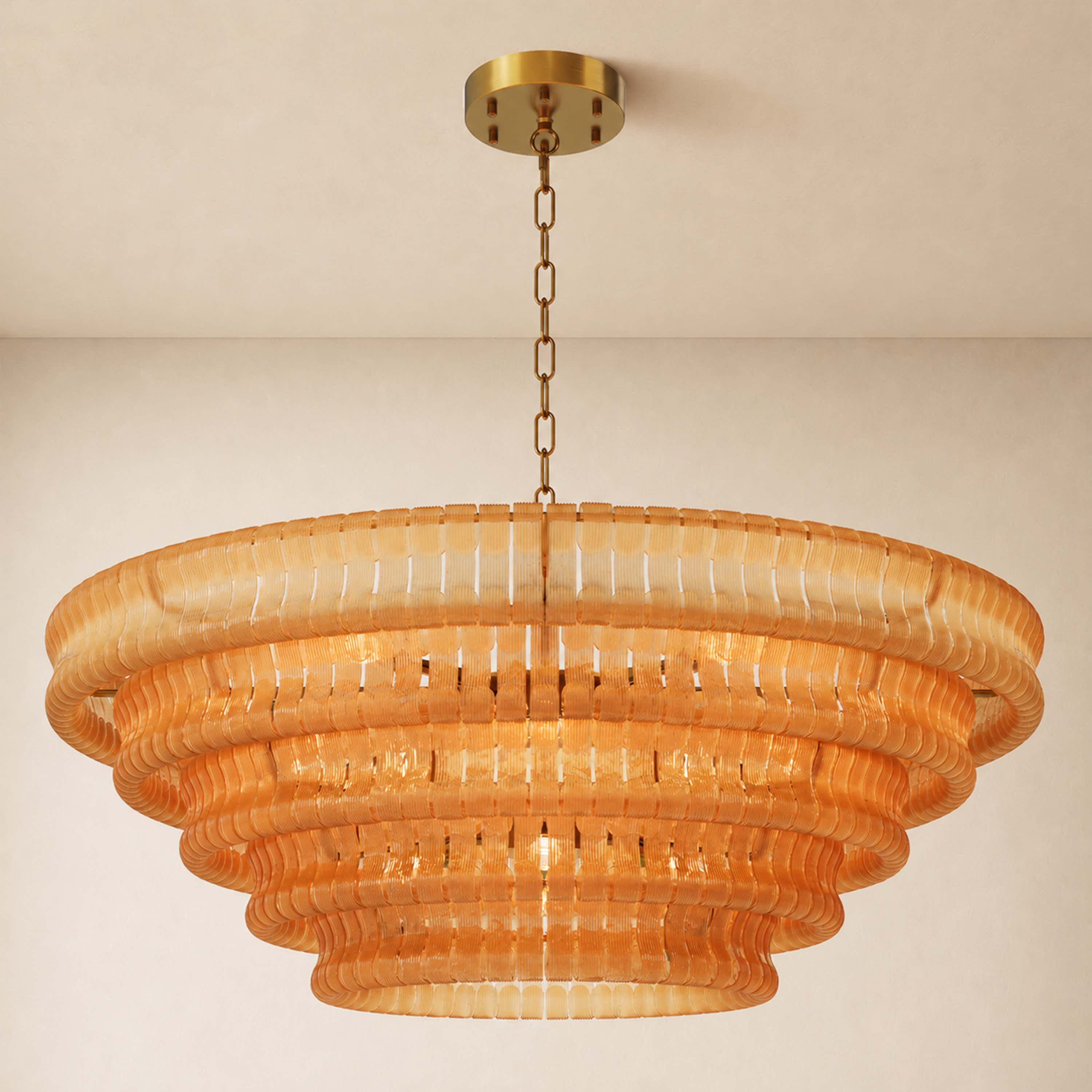 Ondalia Tiered Glass Custom Round Chandelier 48" 60"D