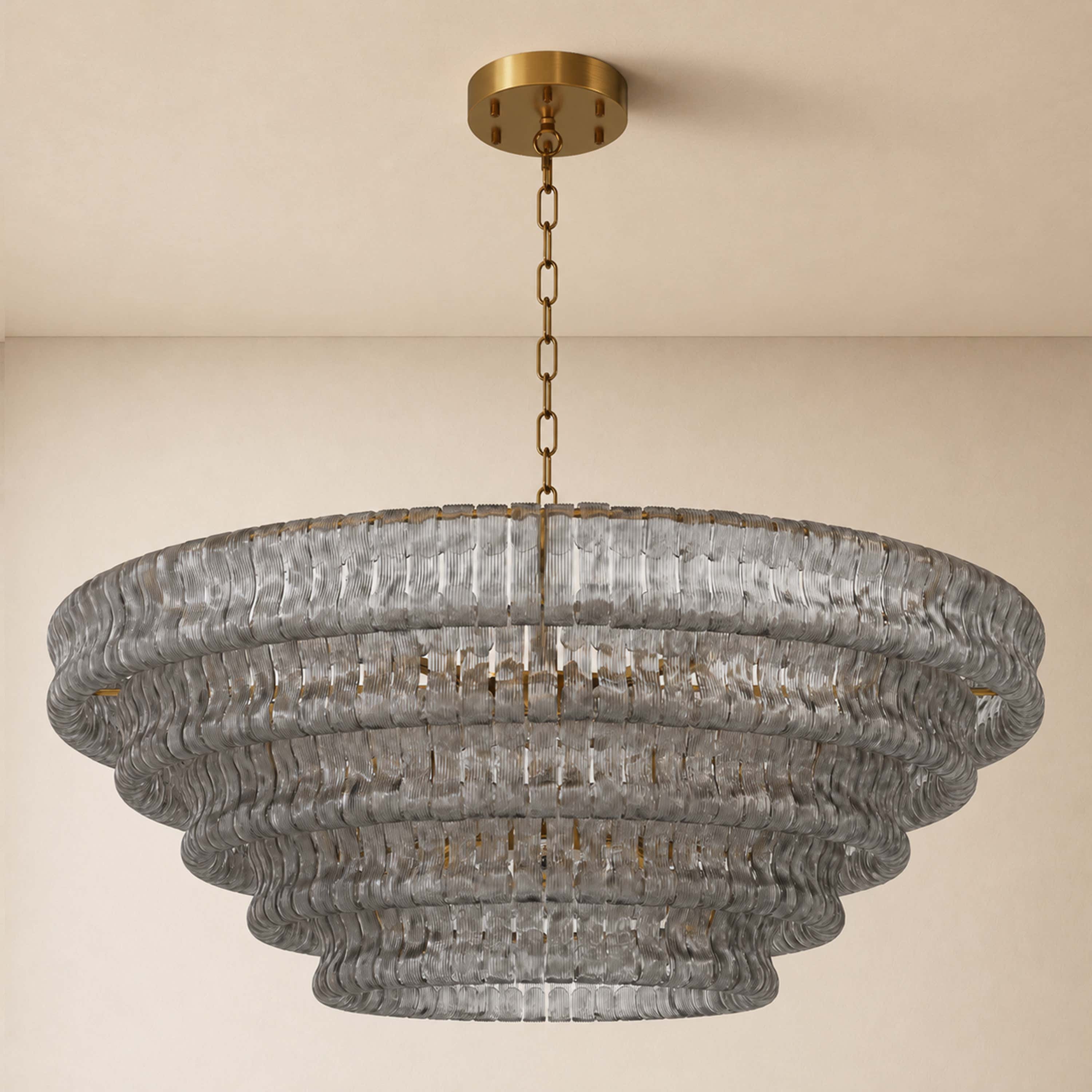 Ondalia Tiered Glass Custom Round Chandelier 48" 60"D