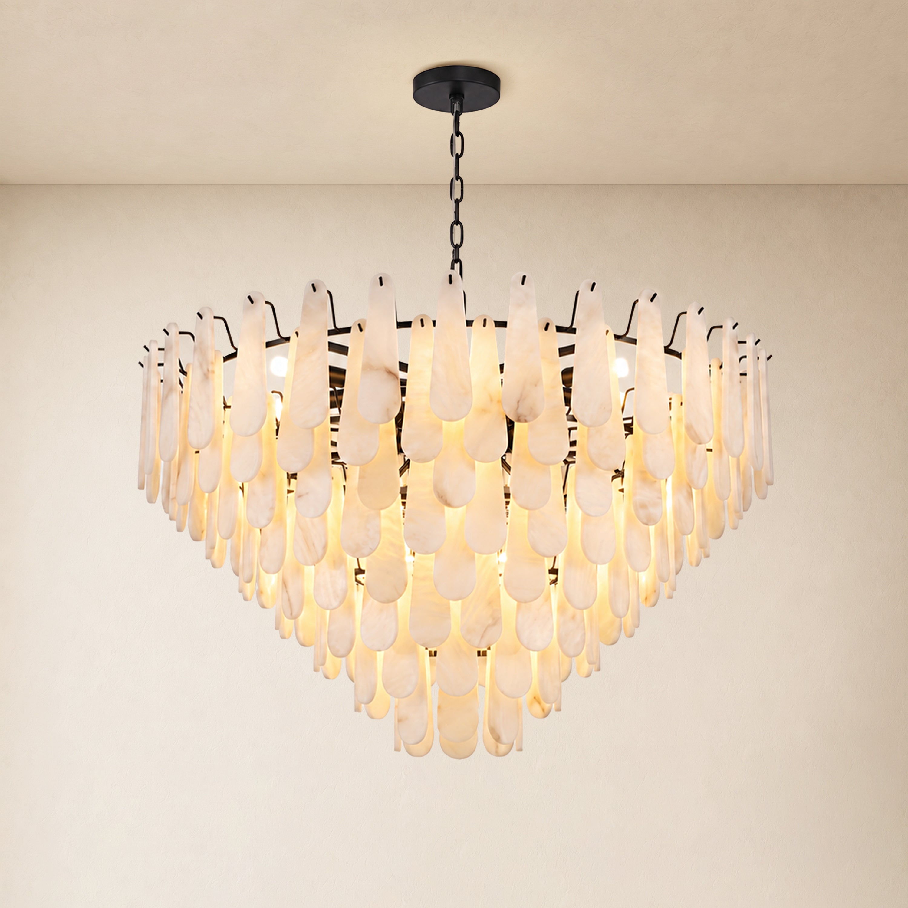 Caldera Alabaster Custom Round Chandelier 48"D 58"D