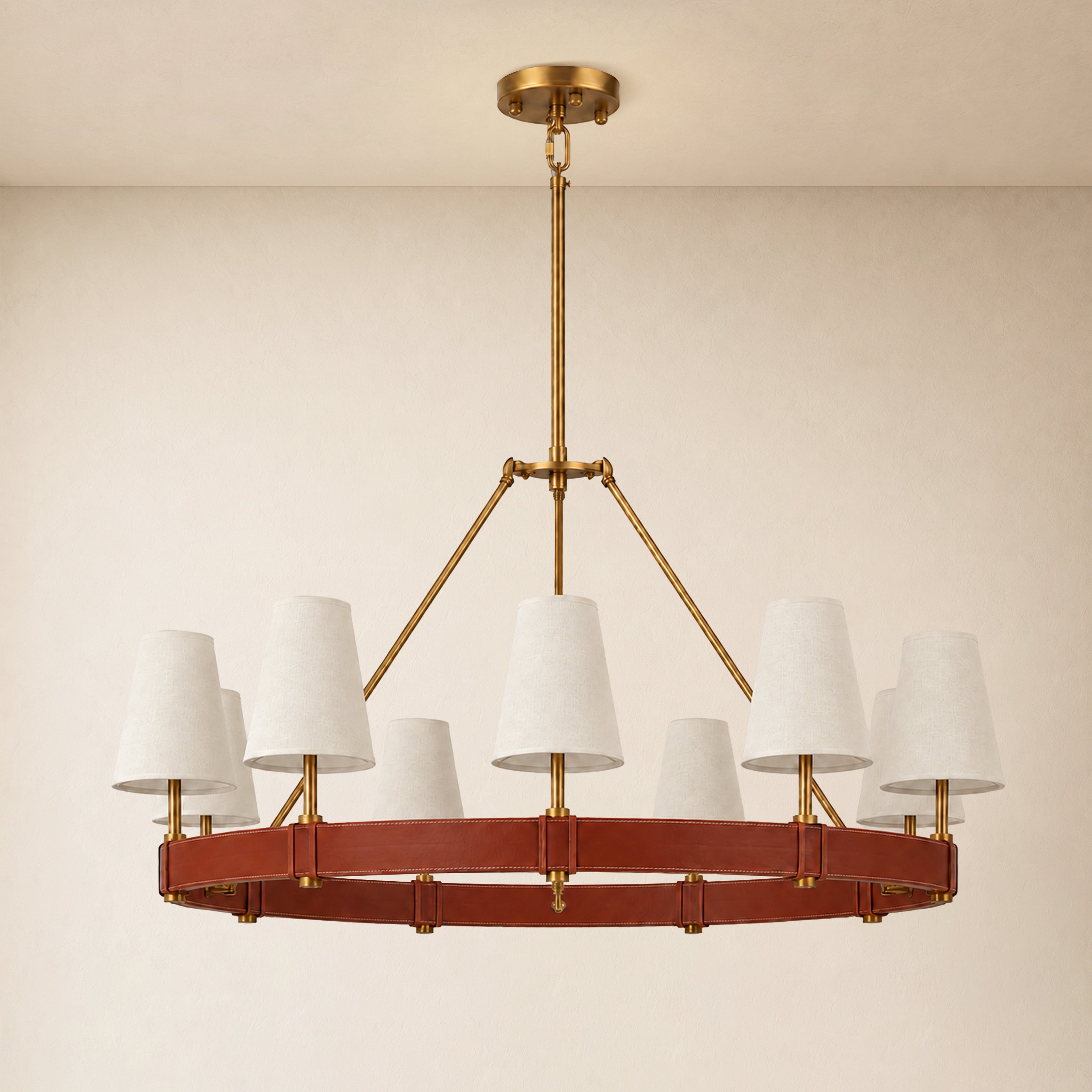 Corvella Leather Custom Round Chandelier 48" 60"W