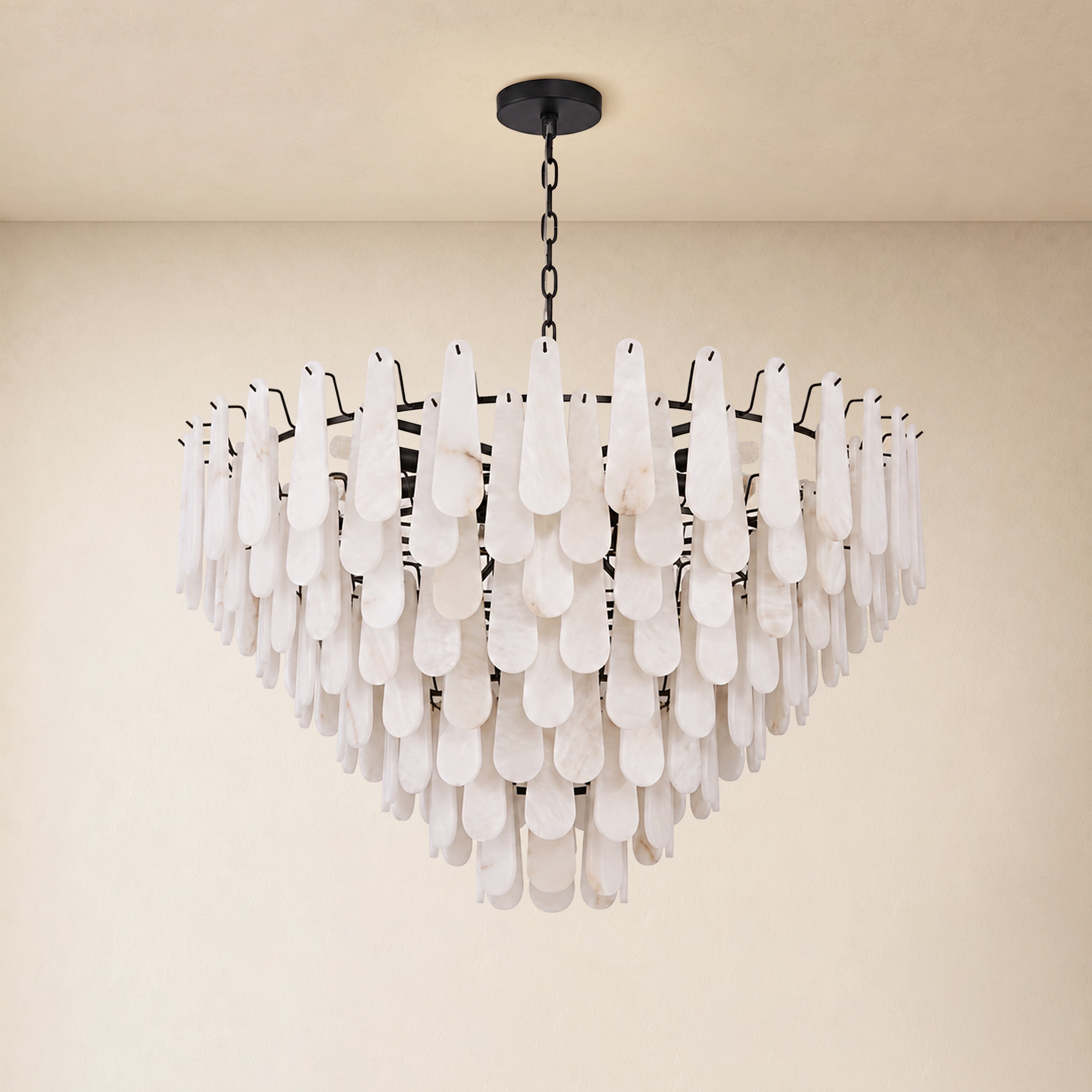 Caldera Alabaster Custom Round Chandelier 48"D 58"D