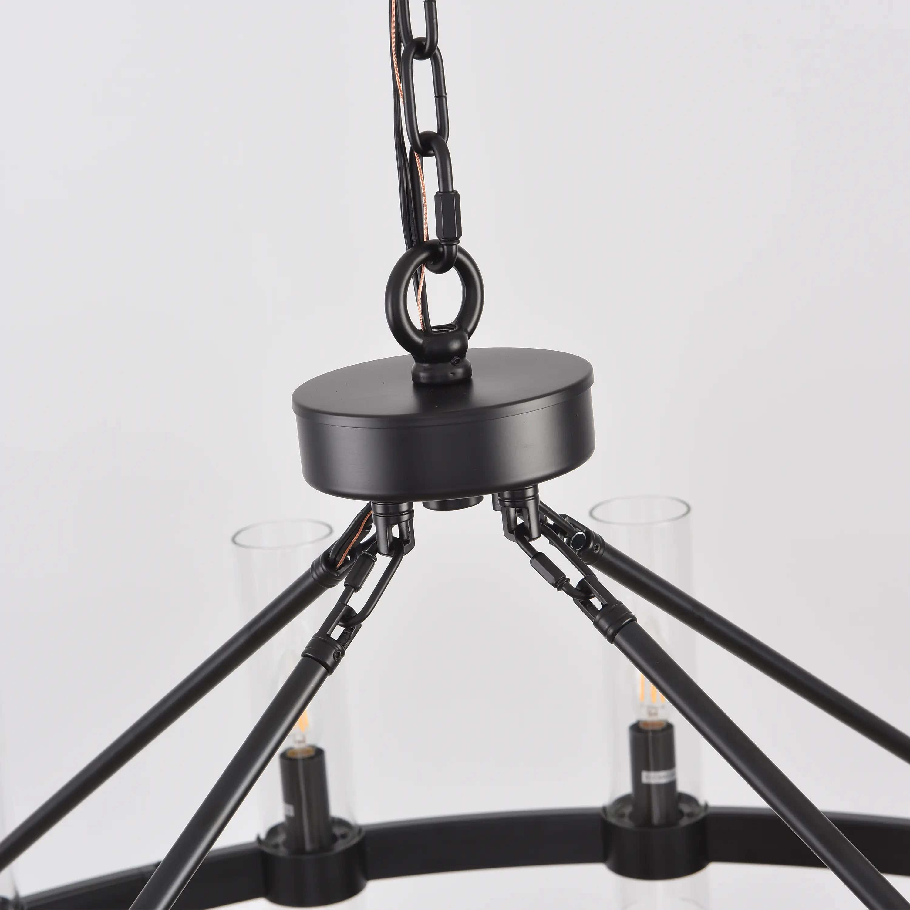 Cylora Glass Tube Round Chain Chandelier 48"D