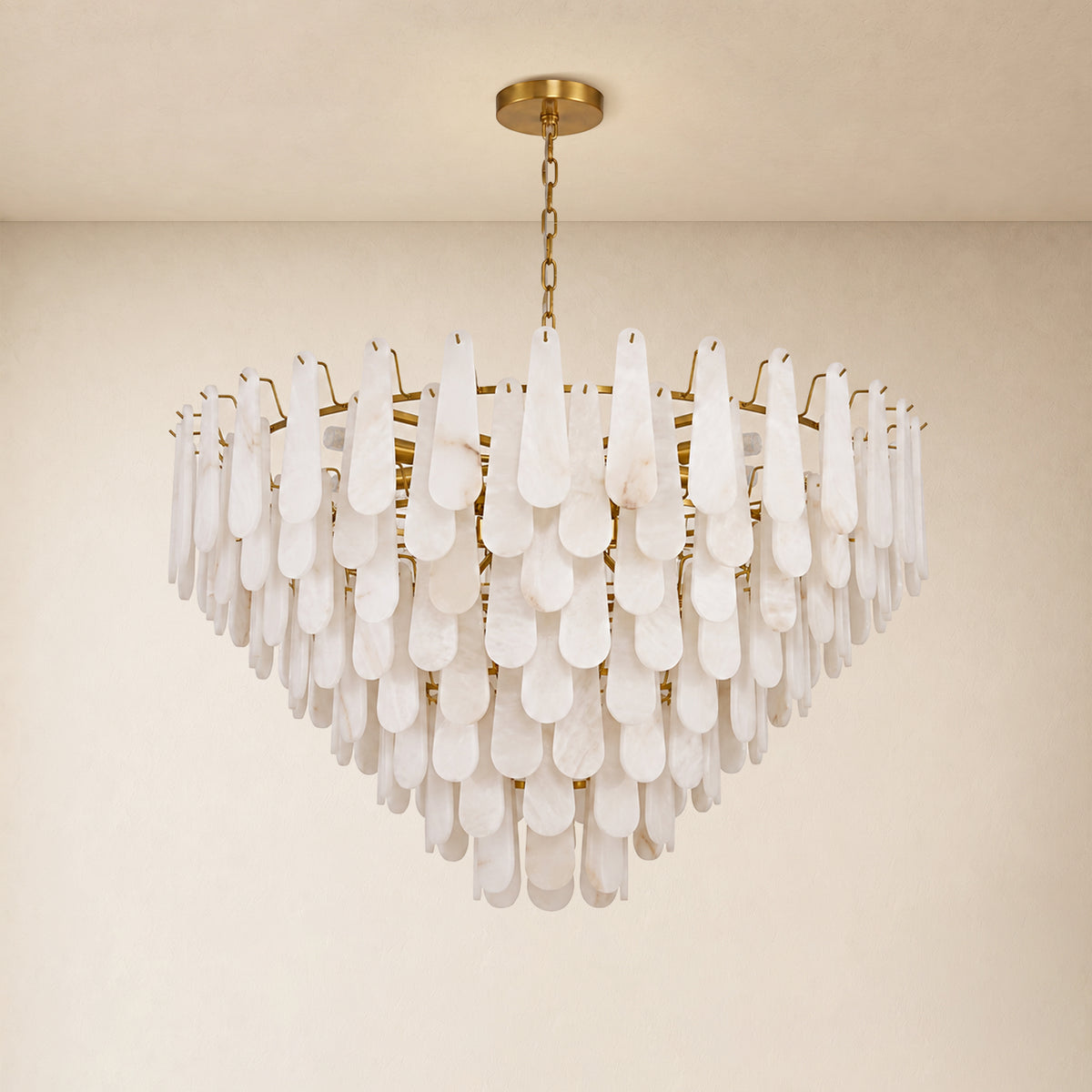 Caldera Alabaster Custom Round Chandelier 48"D 58"D