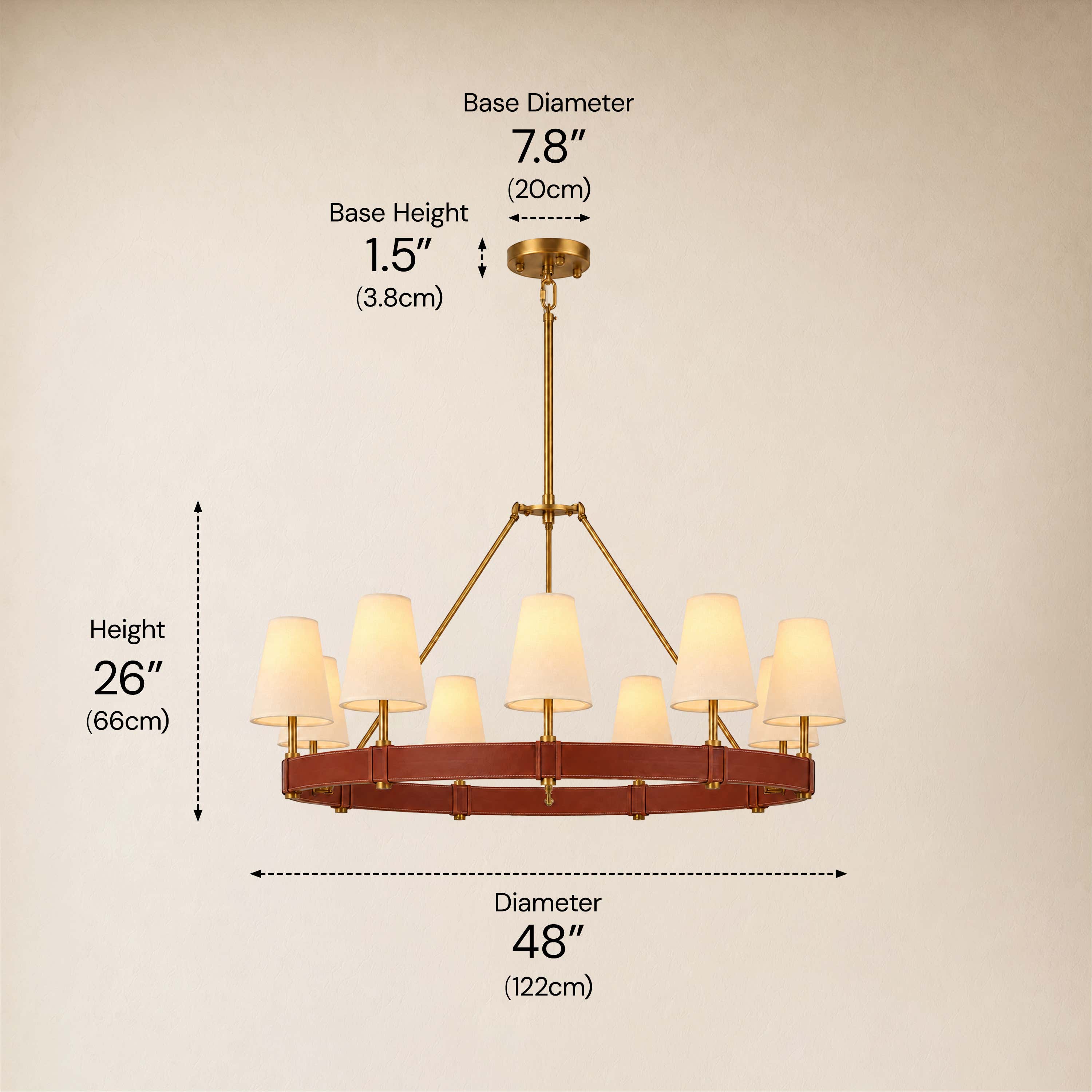 Corvella Leather Custom Round Chandelier 48" 60"W