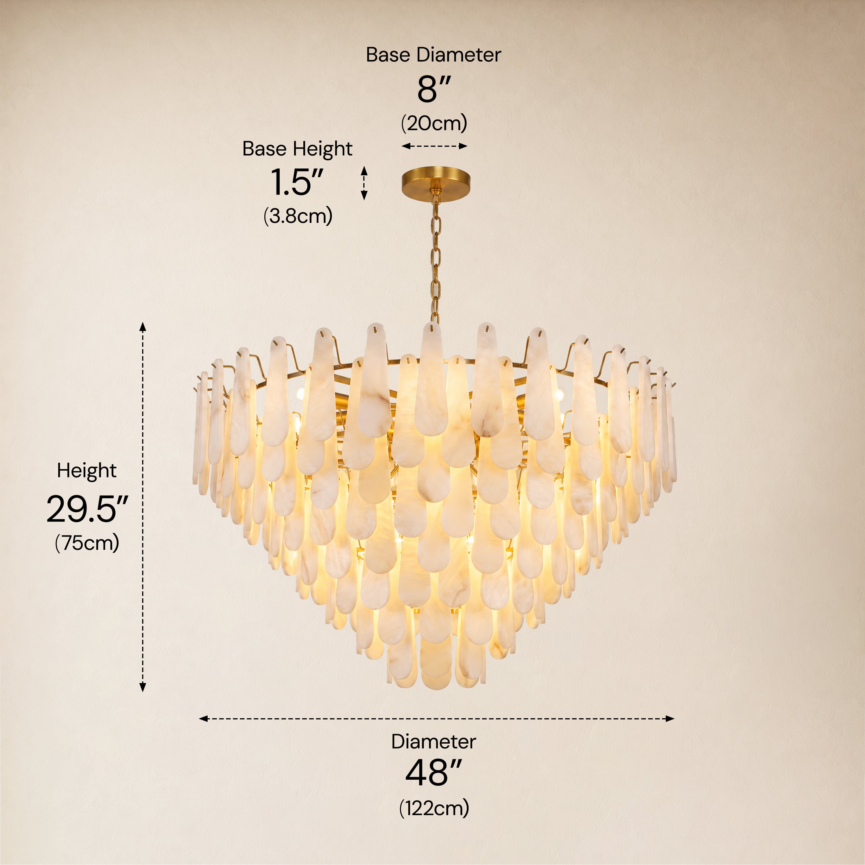 Caldera Alabaster Custom Round Chandelier 48"D 58"D