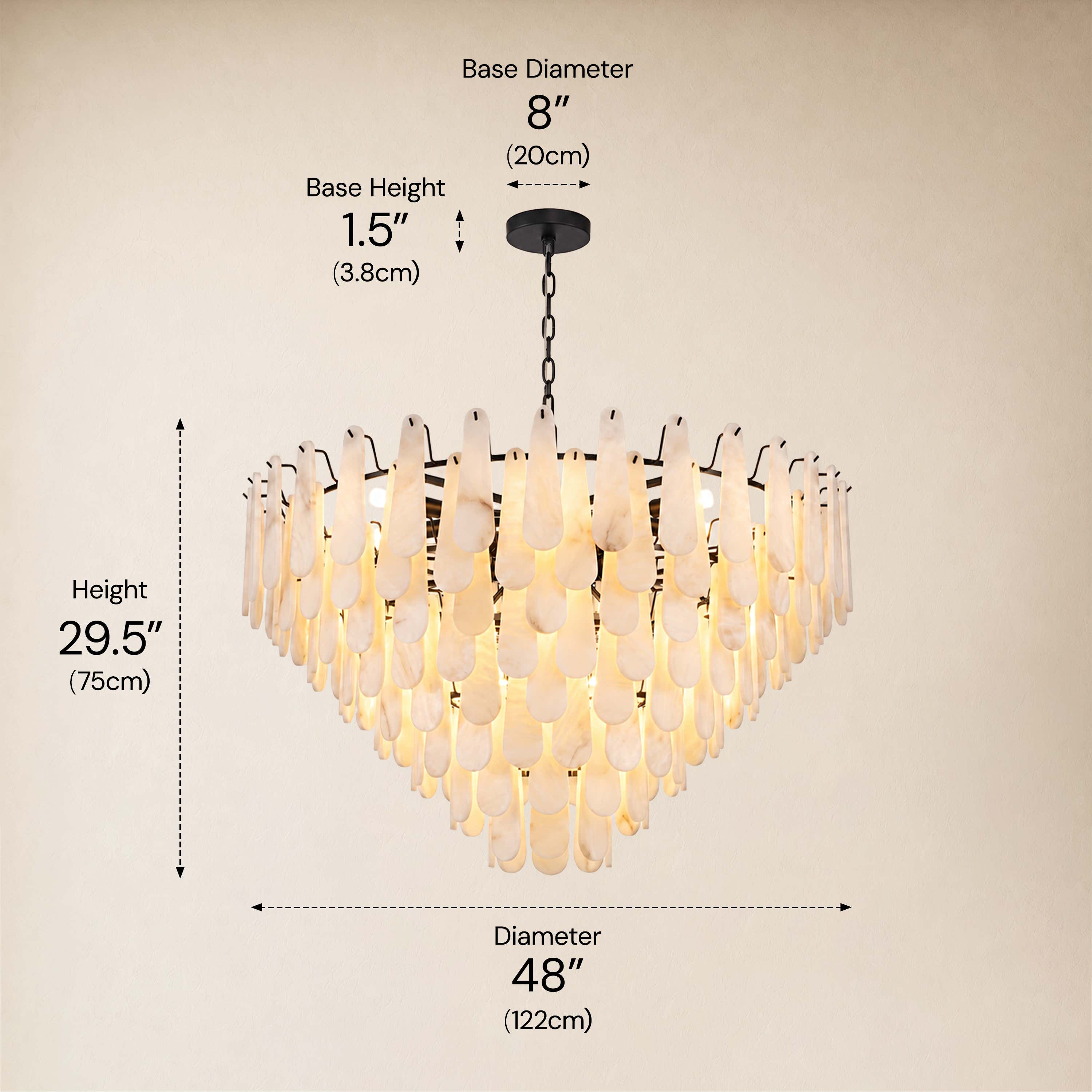 Caldera Alabaster Custom Round Chandelier 48"D 58"D