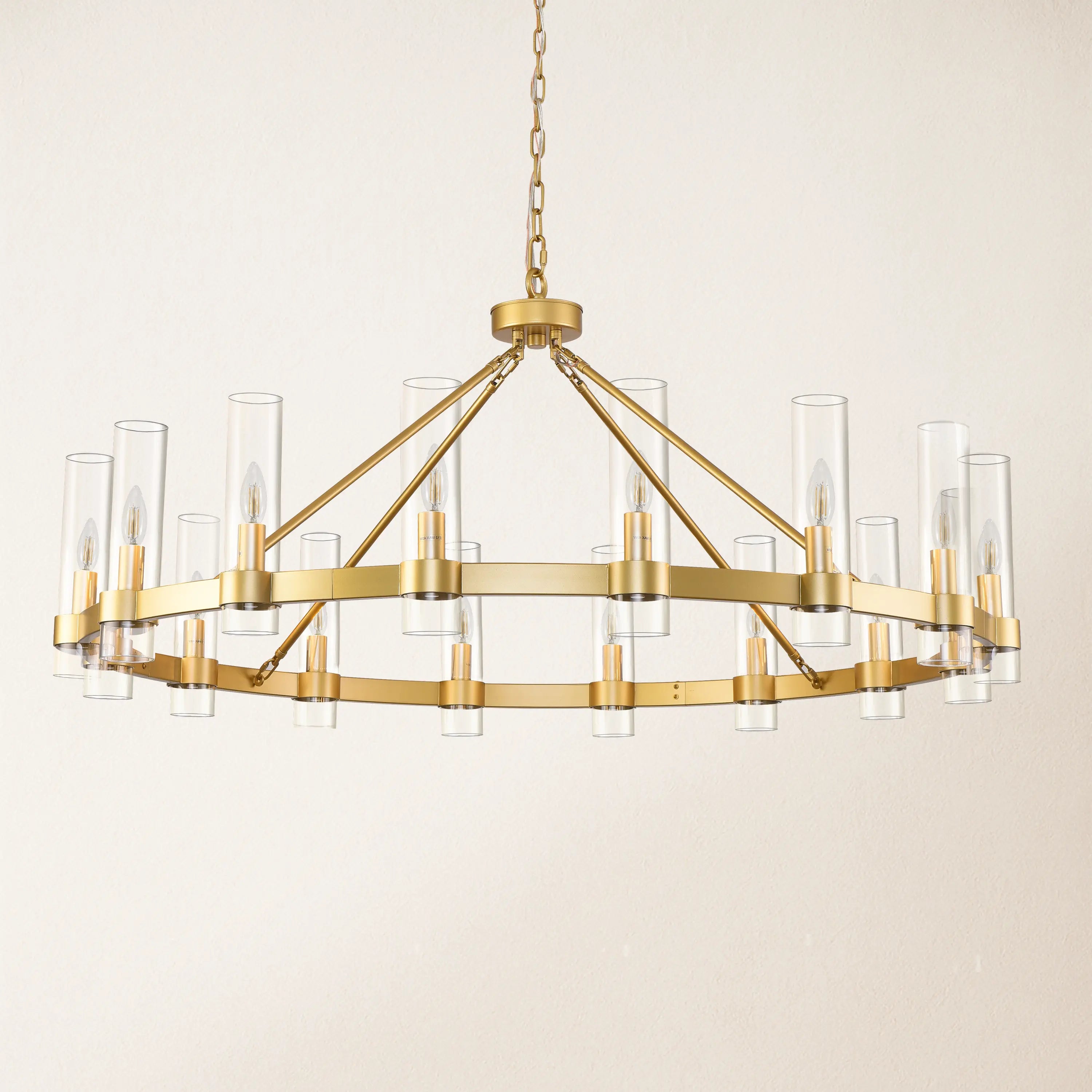 Cylora Glass Tube Round Chain Chandelier 122cm