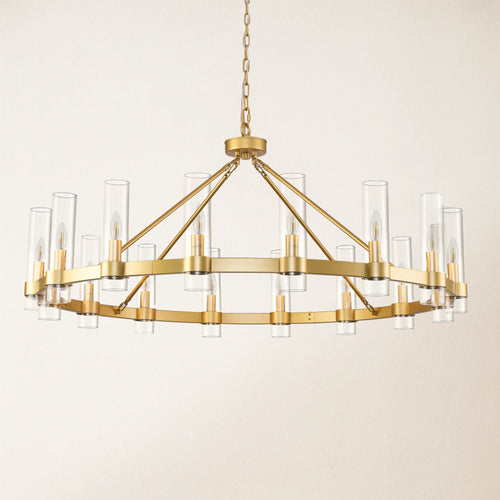Cylora Glass Tube Round Chain Chandelier 122cm