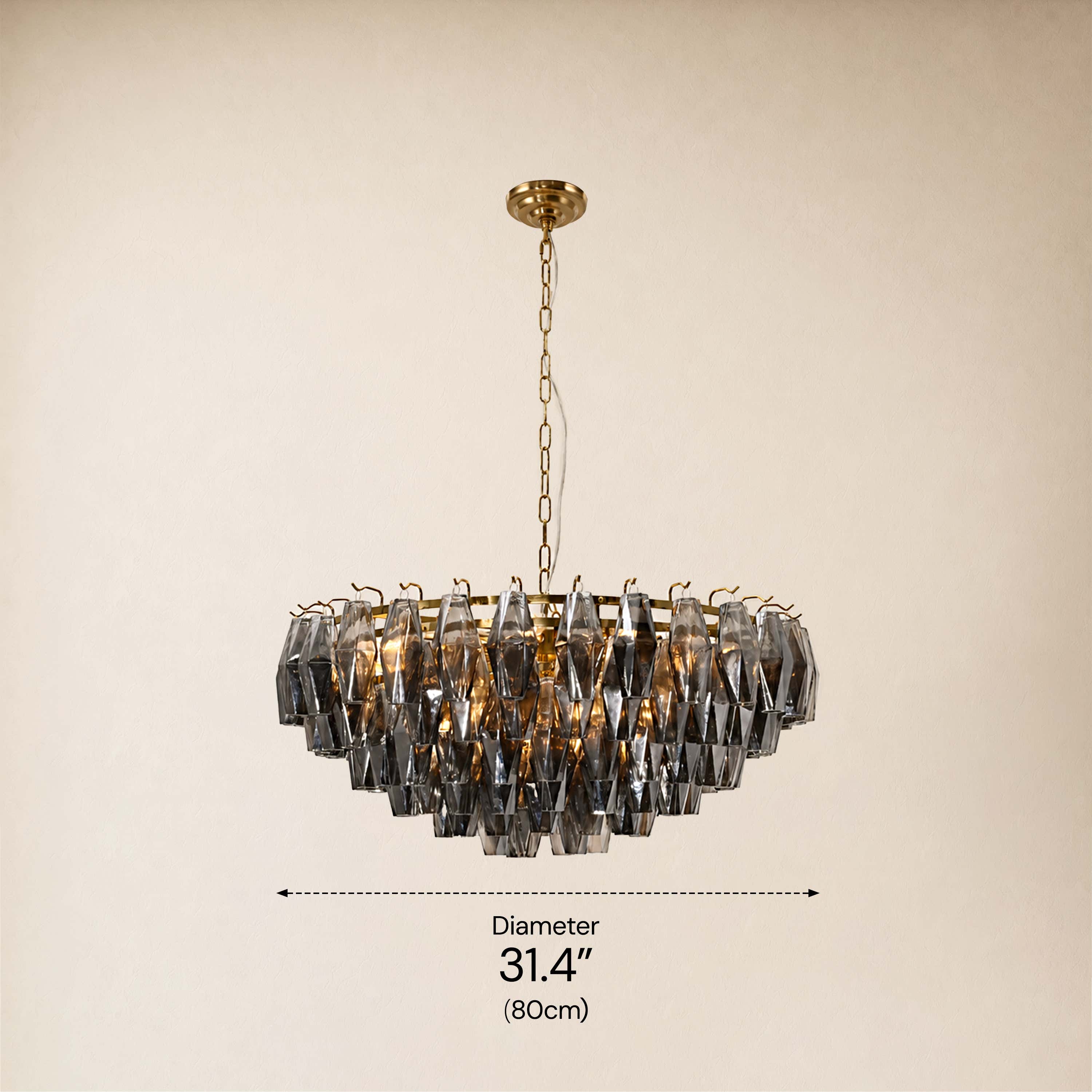 Celestial Drop Smoked Crystal Round Chandelier 31.4"D