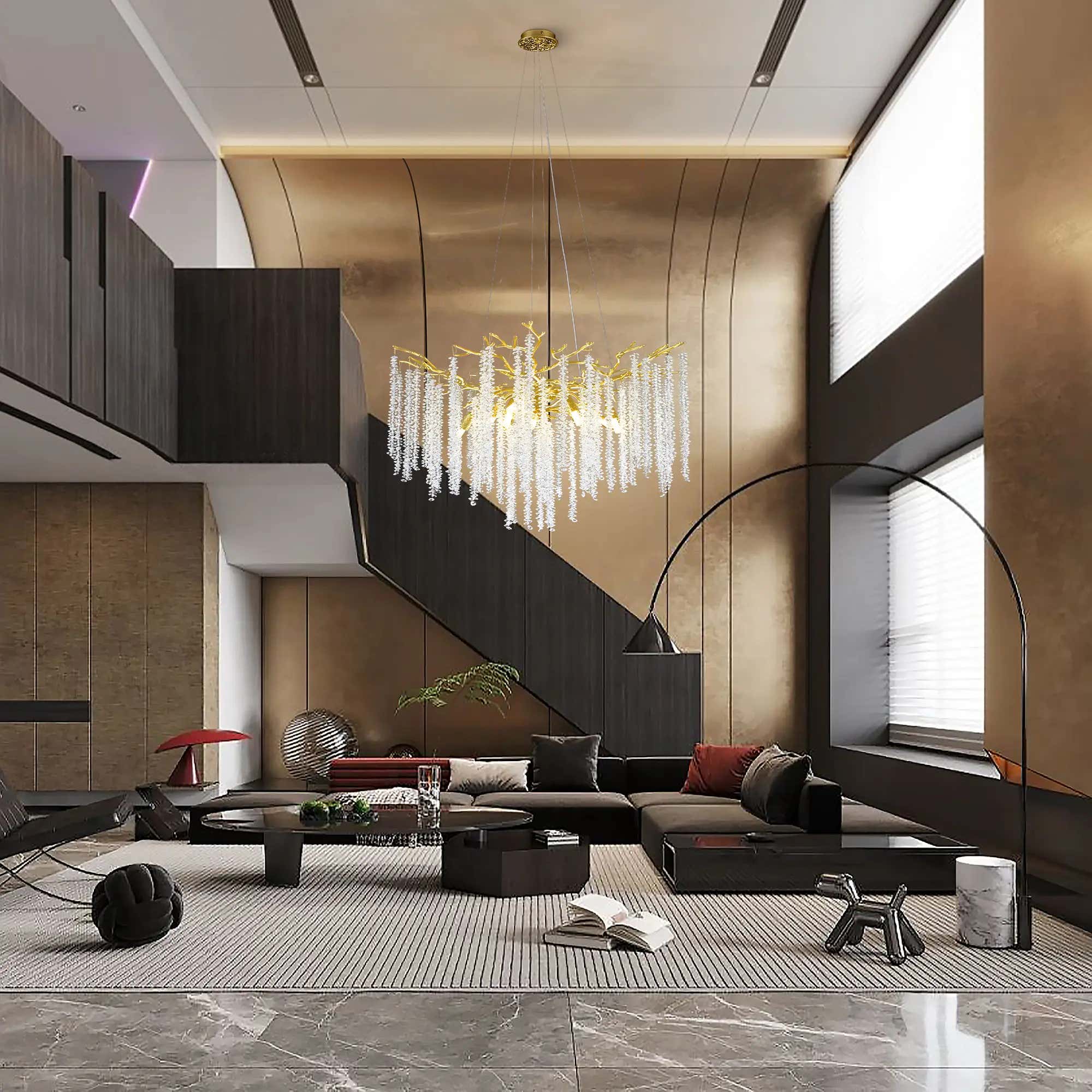 Snow Tree Branch Crystal Chandelier 30"D#Finish_Gold