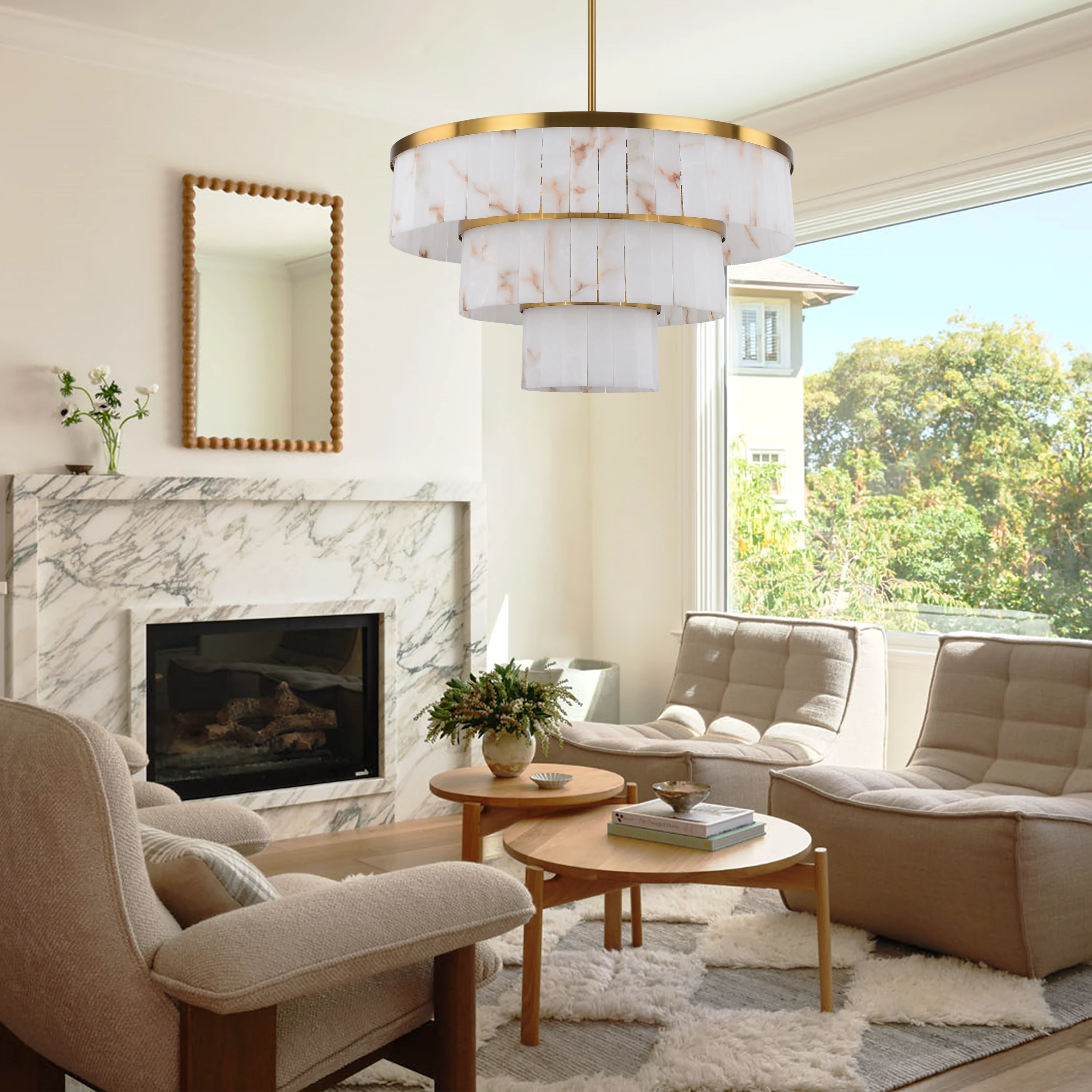 Solmare Alabaster Round Chandelier 86cm