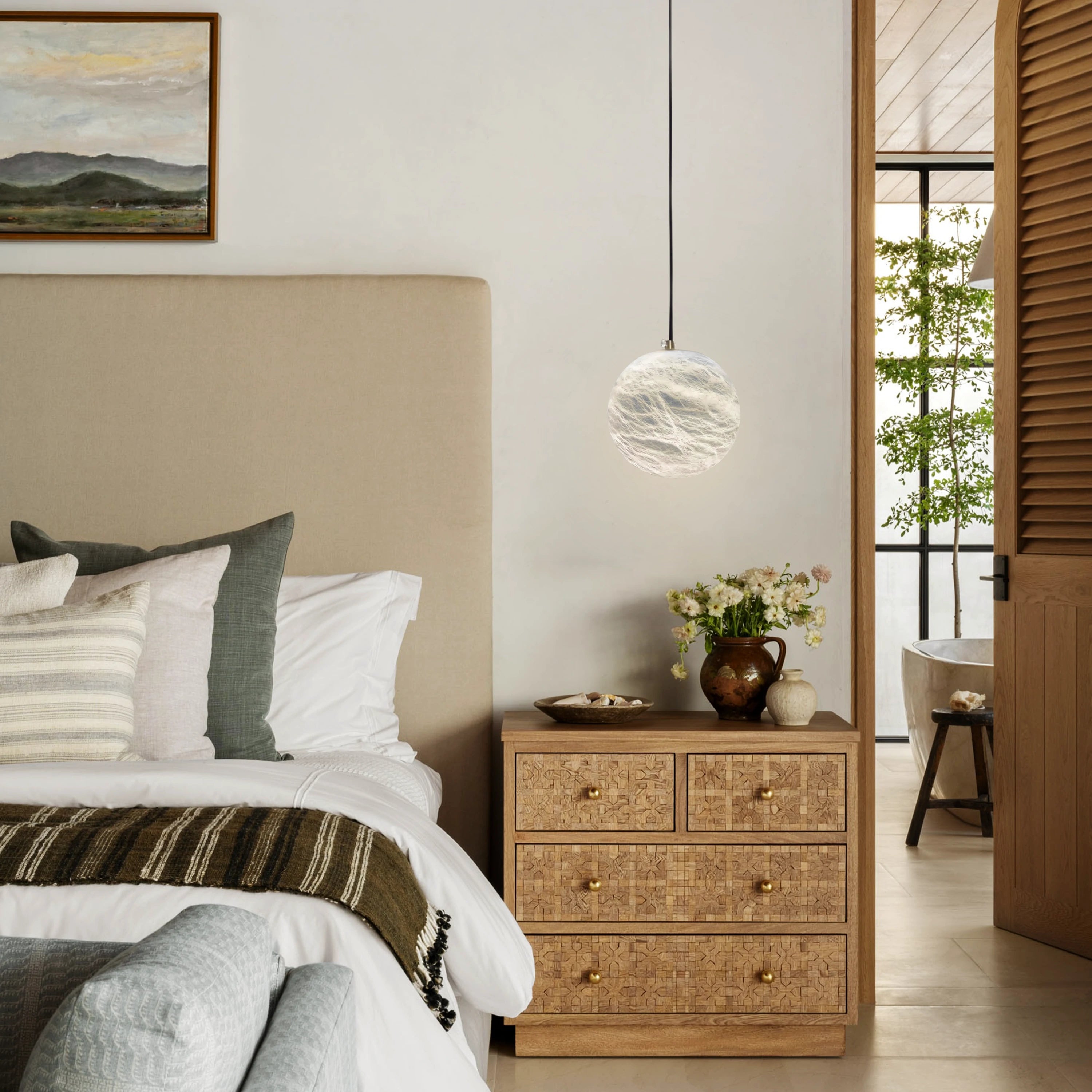 Nami Alabaster Global Ball Pendant Light 18cm D