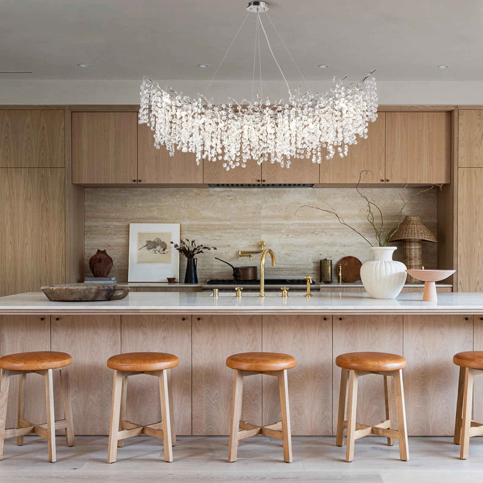 Lustre Branches Crystal Rectangular Chandelier 140cm W