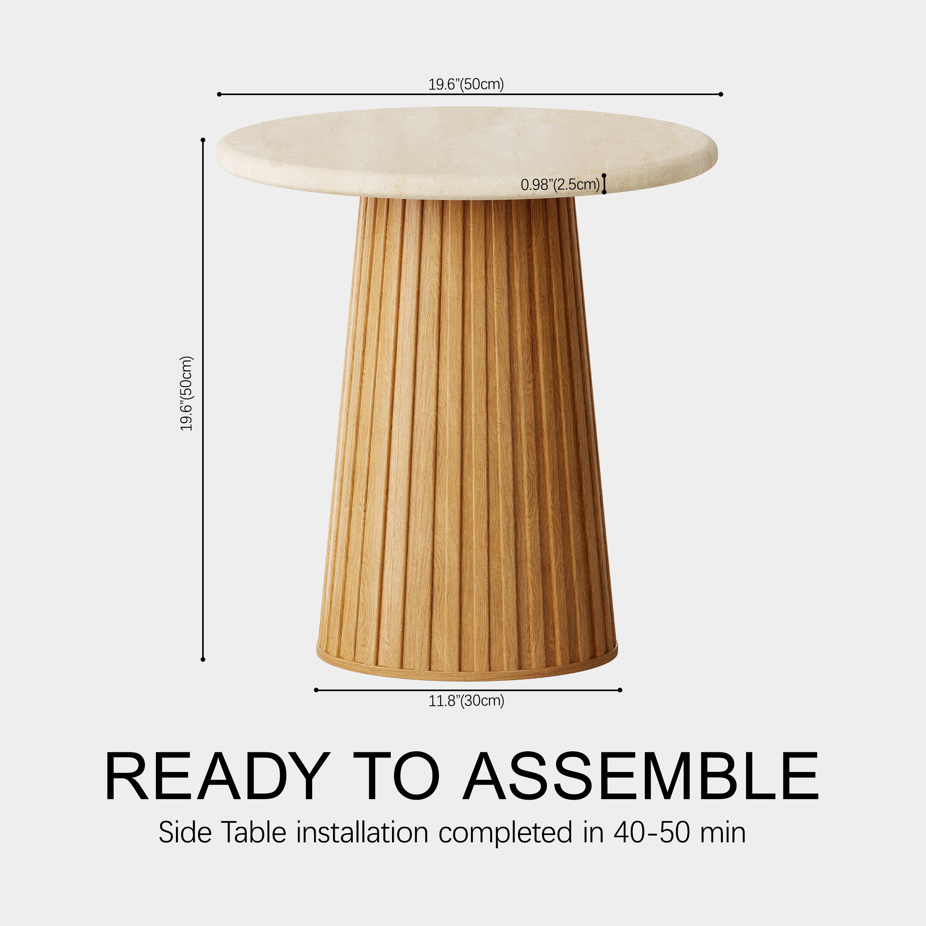 Emery Sintered Stone Side Table 50cm W