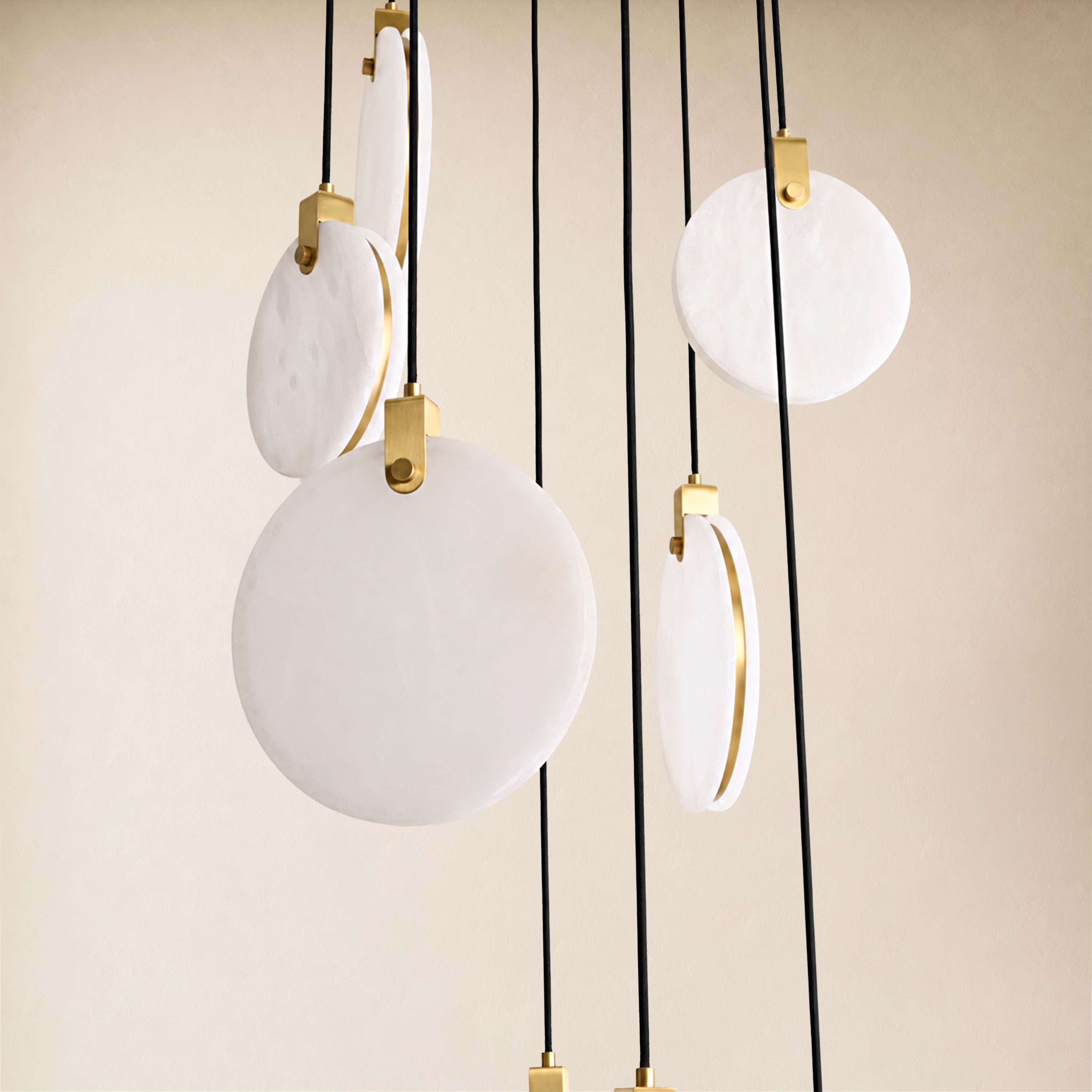 Orbelis Alabaster Round Multi-Light Chandelier 20"D