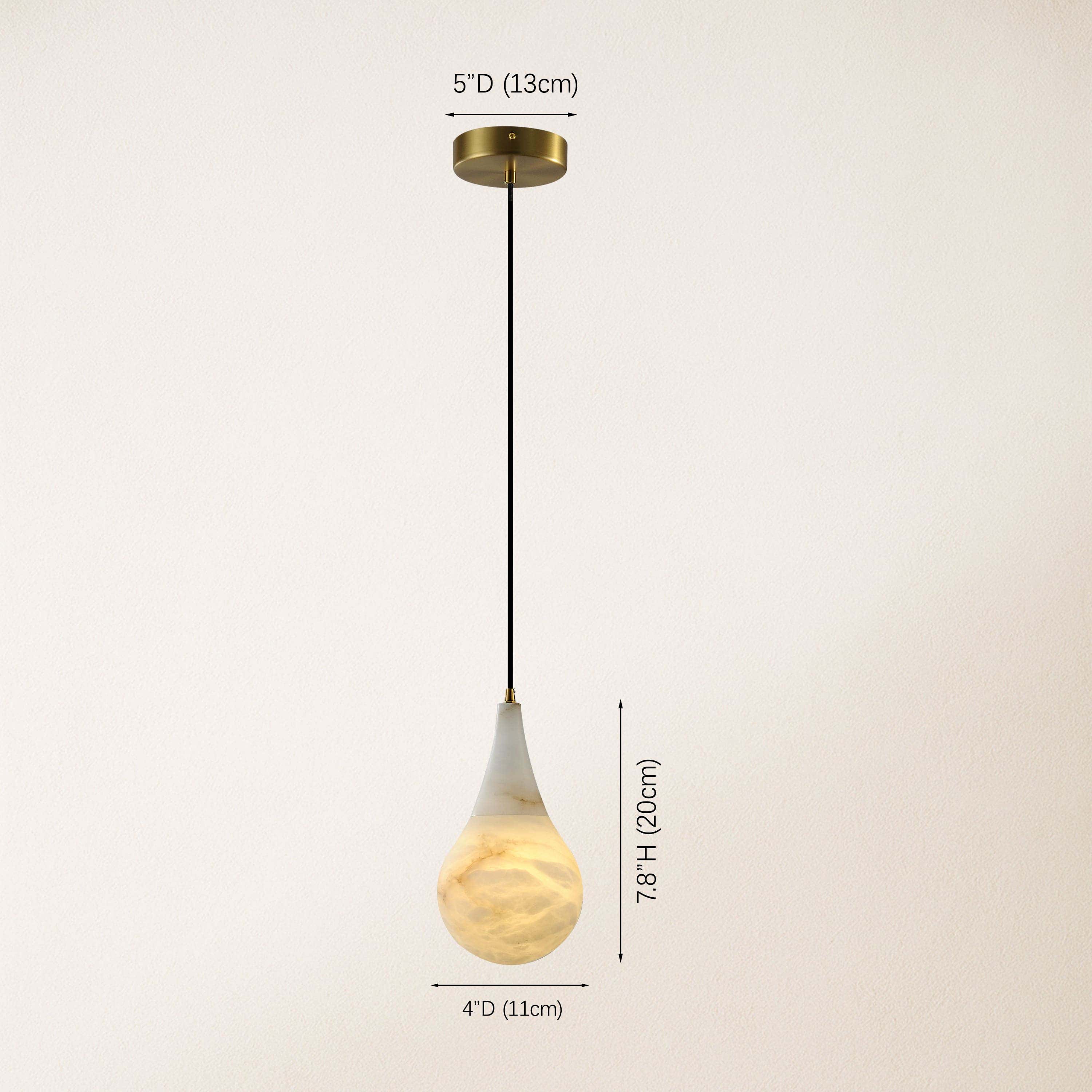 Ares Alabaster Modern Water-Drop Pendant 11cm