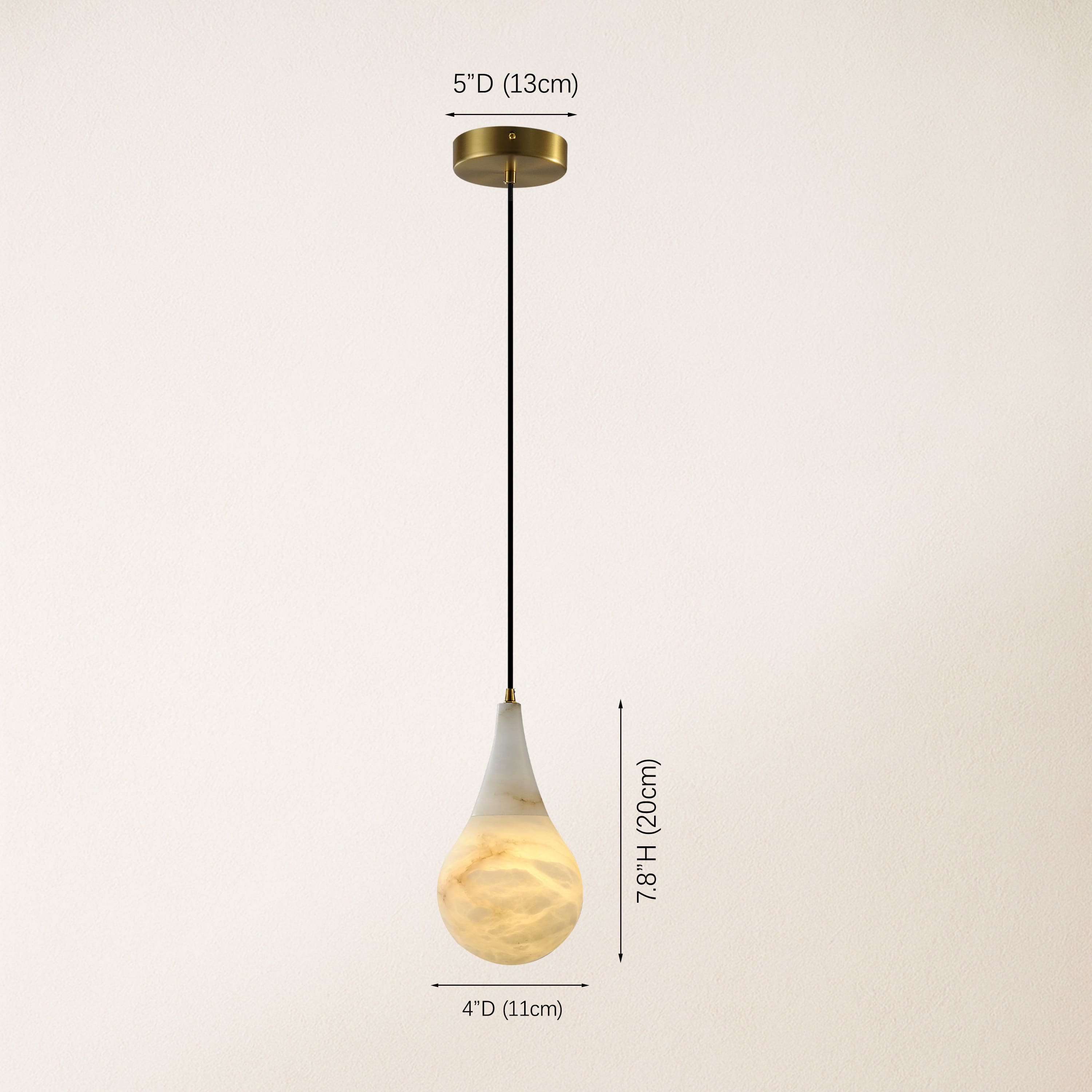 Ares Alabaster Modern Water-Drop Pendant 11cm