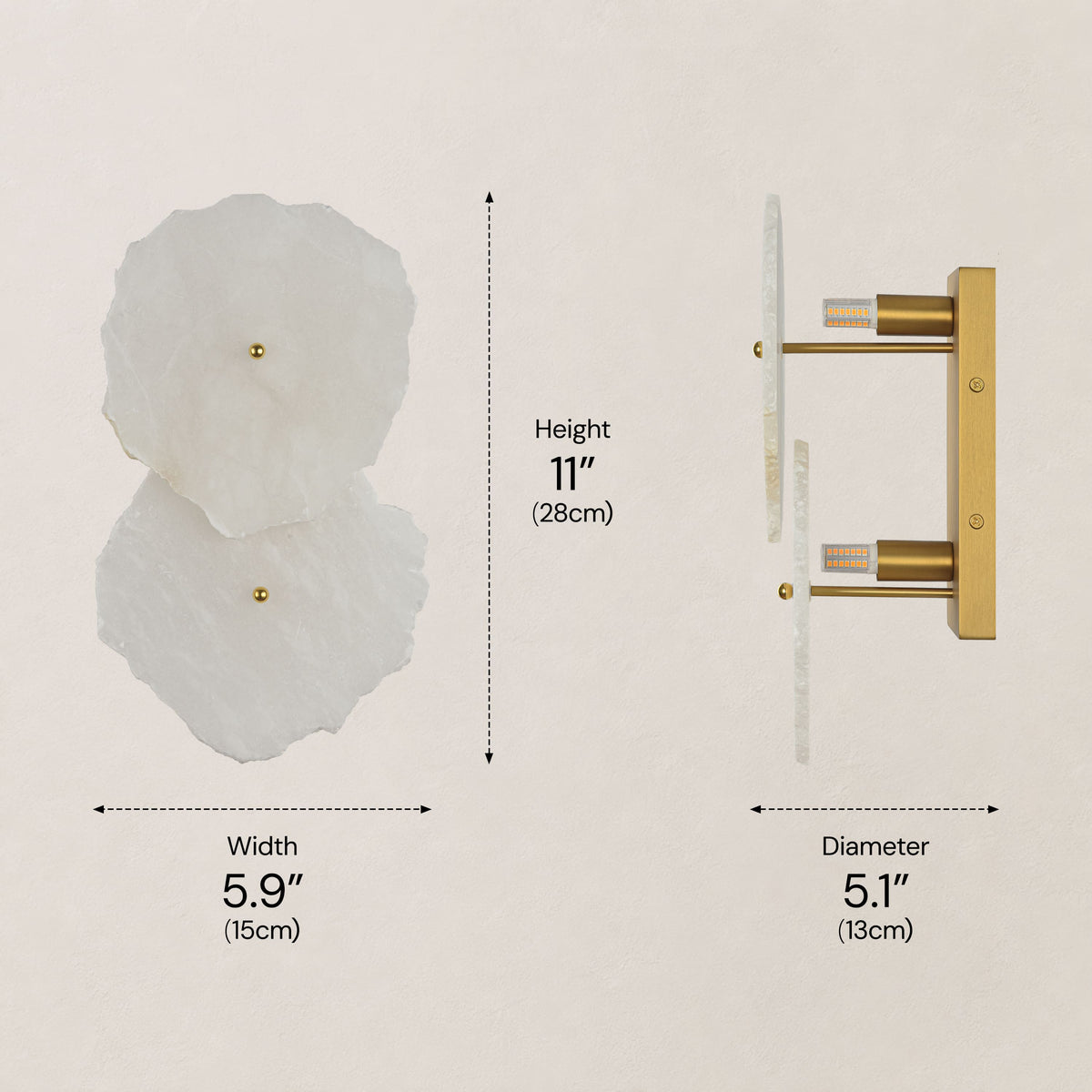 Moira Alabaster 2 Lights Wall Sconce