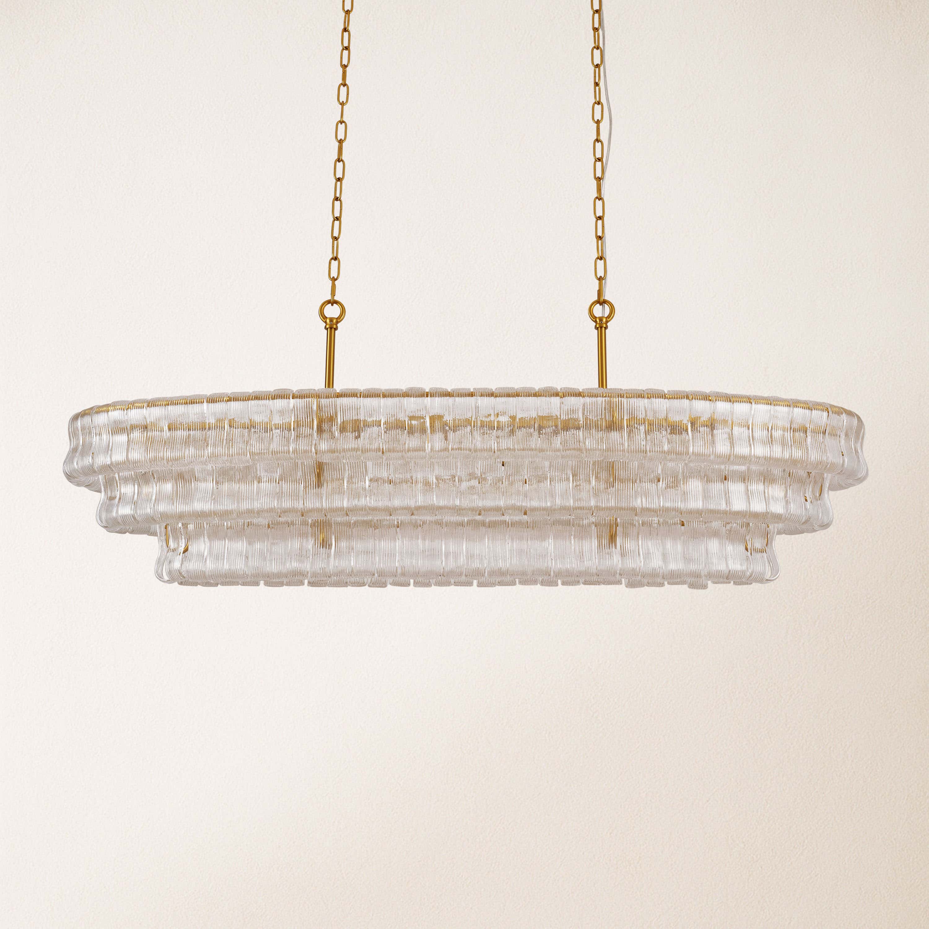 Ondalia Tiered Glass Oval Chandelier 54"W