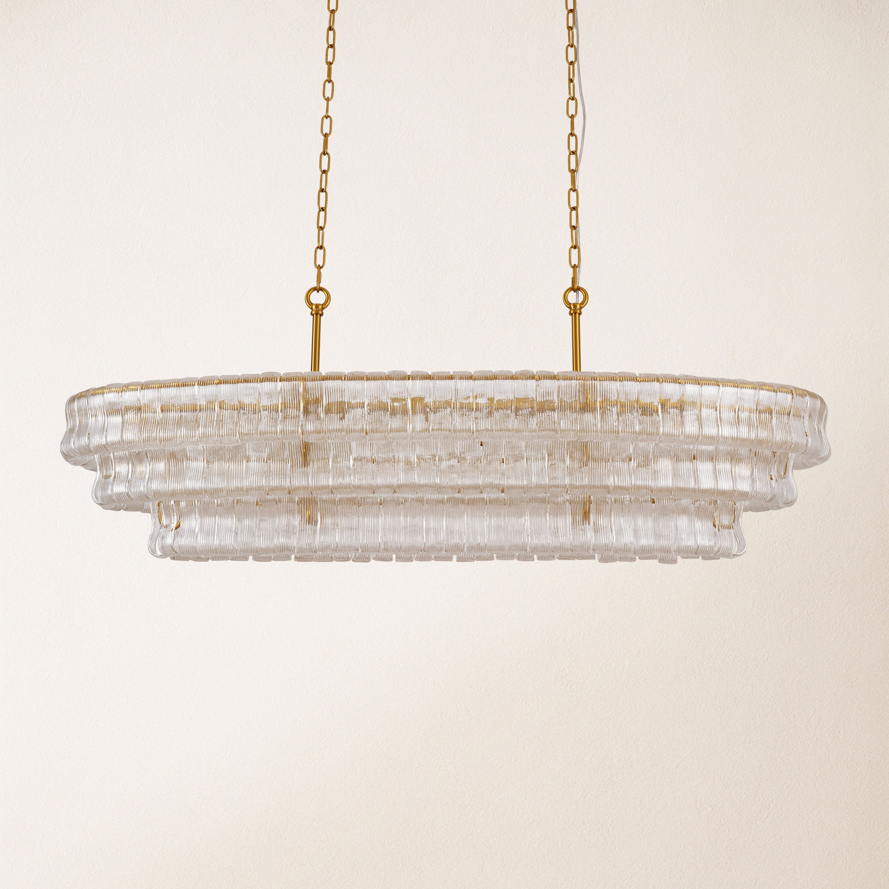 Ondalia Tiered Glass Oval Chandelier 54"W