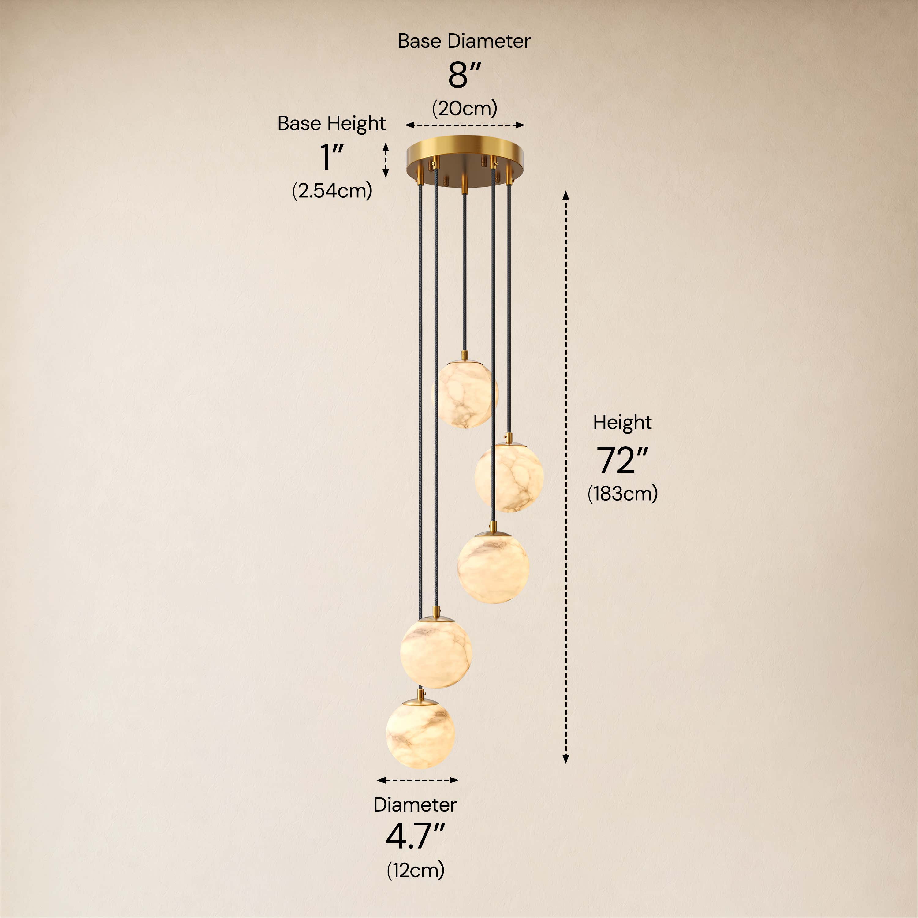 Solindra Resin Alabaster Texture Globe Cascade Chandelier