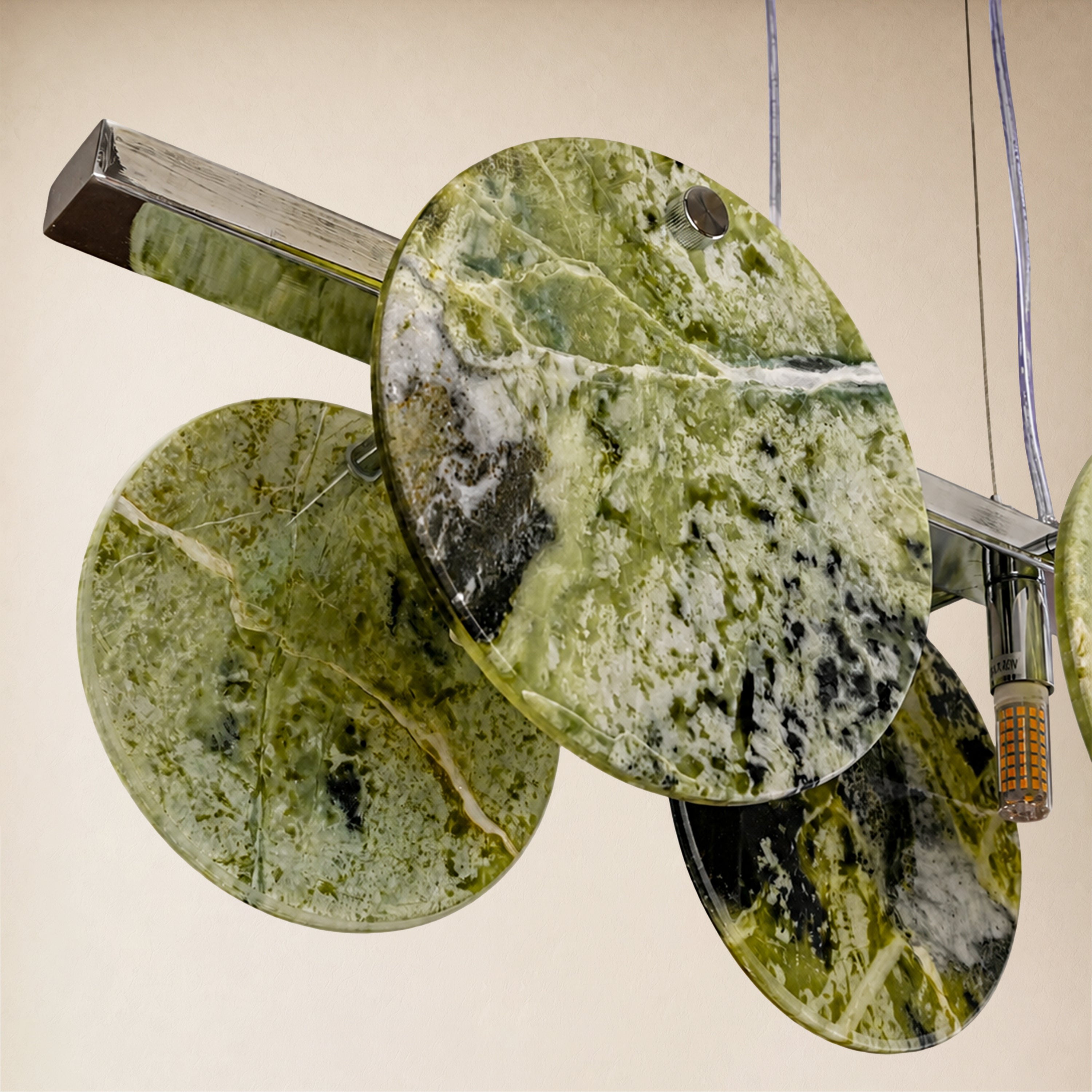 Pietra Green Marble Disc Linear Chandelier 47.2"W