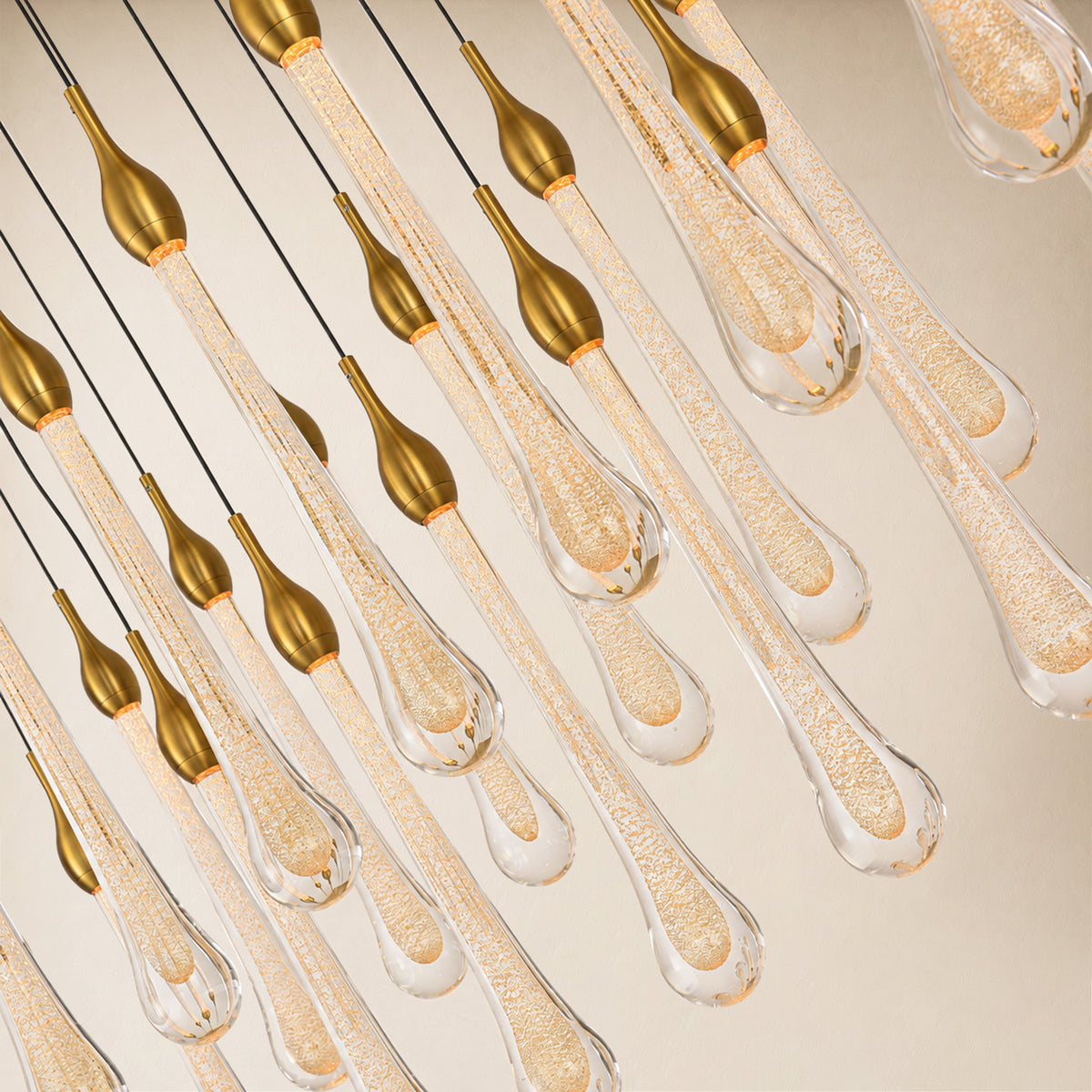 Olivene Glass Teardrop Rectangular Chandelier 50"W