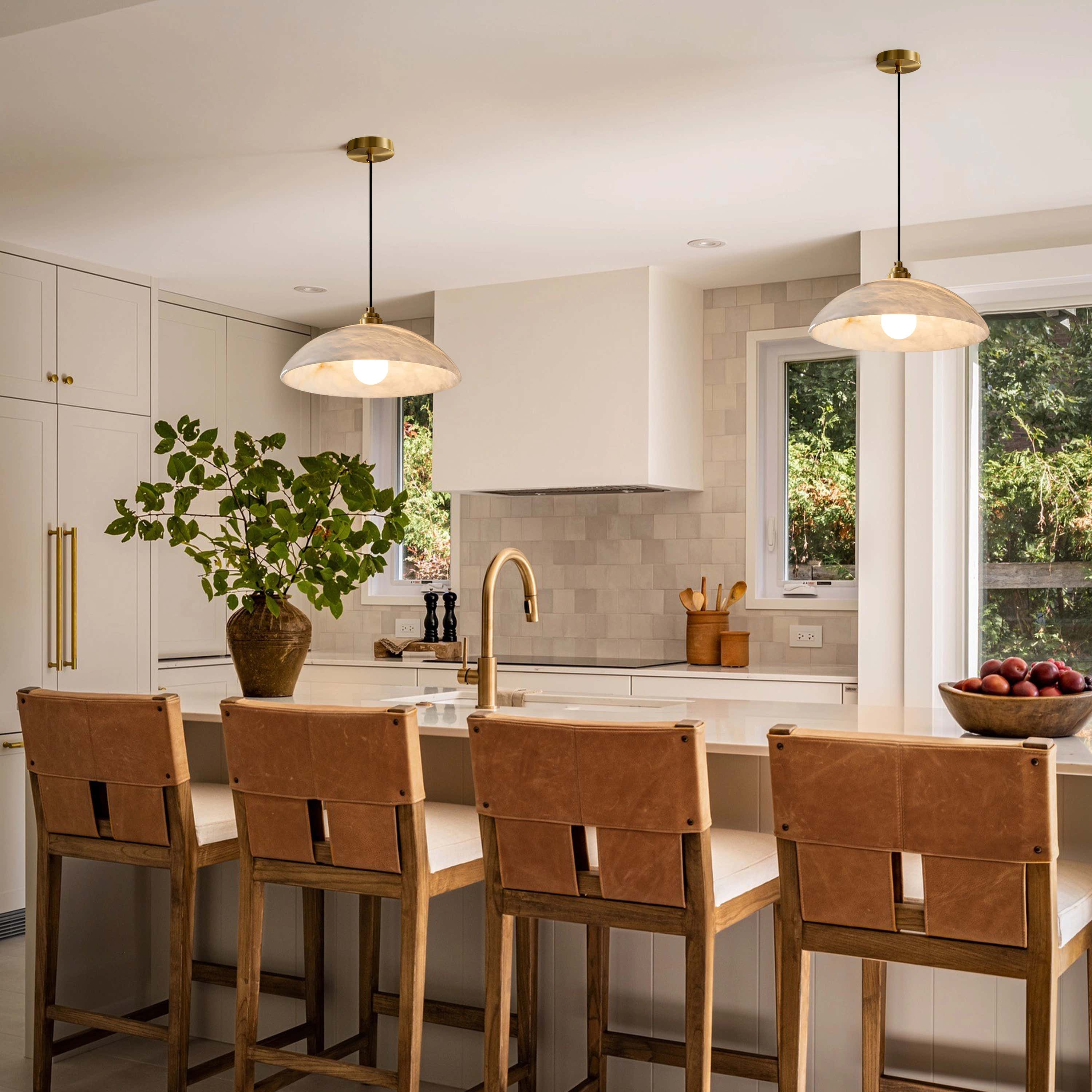 Dadaly Alabaster Modern Small Art Pendant 16"D