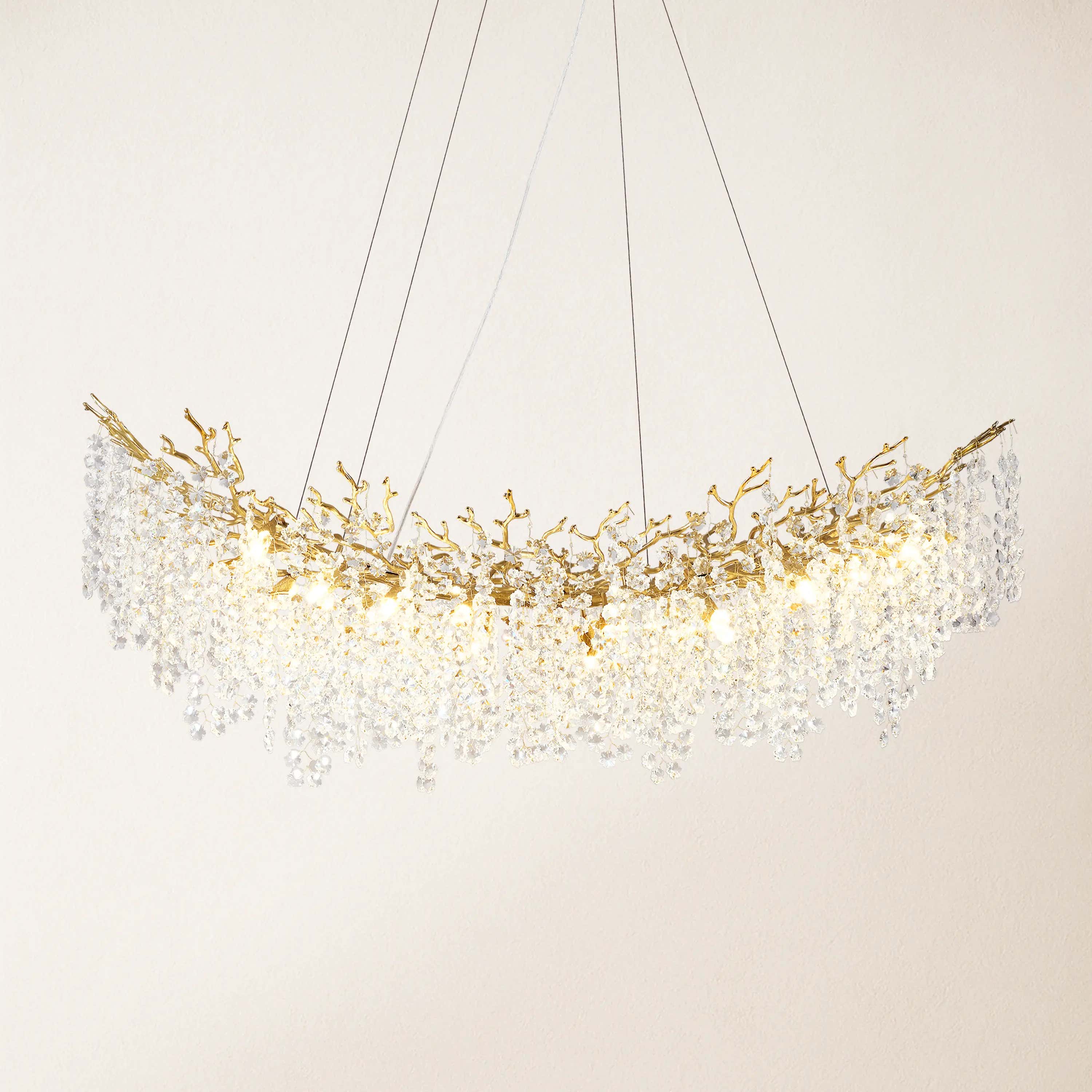 Lustre Branches Crystal Rectangular Chandelier 140cm W