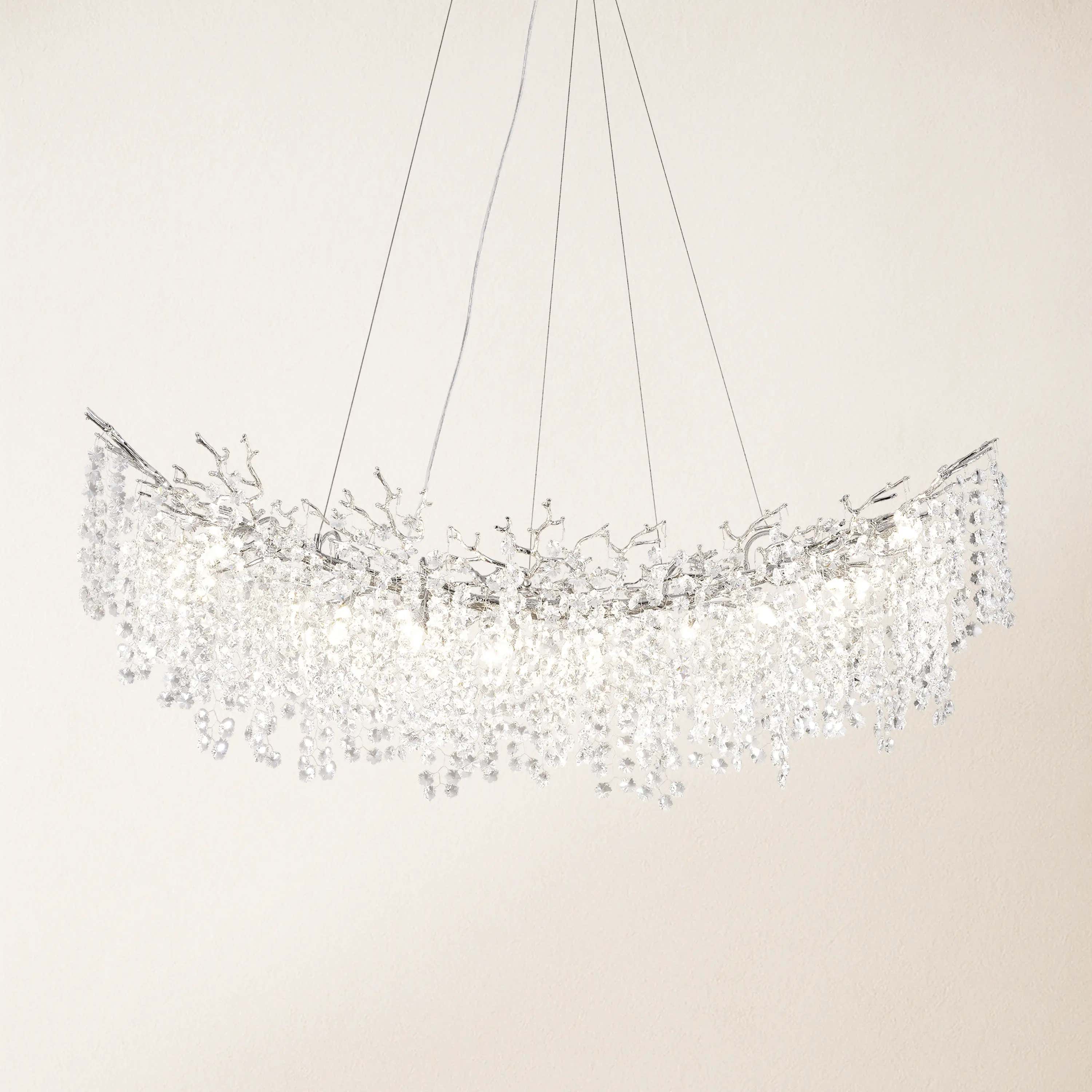 Lustre Branches Crystal Rectangular Chandelier 140cm W