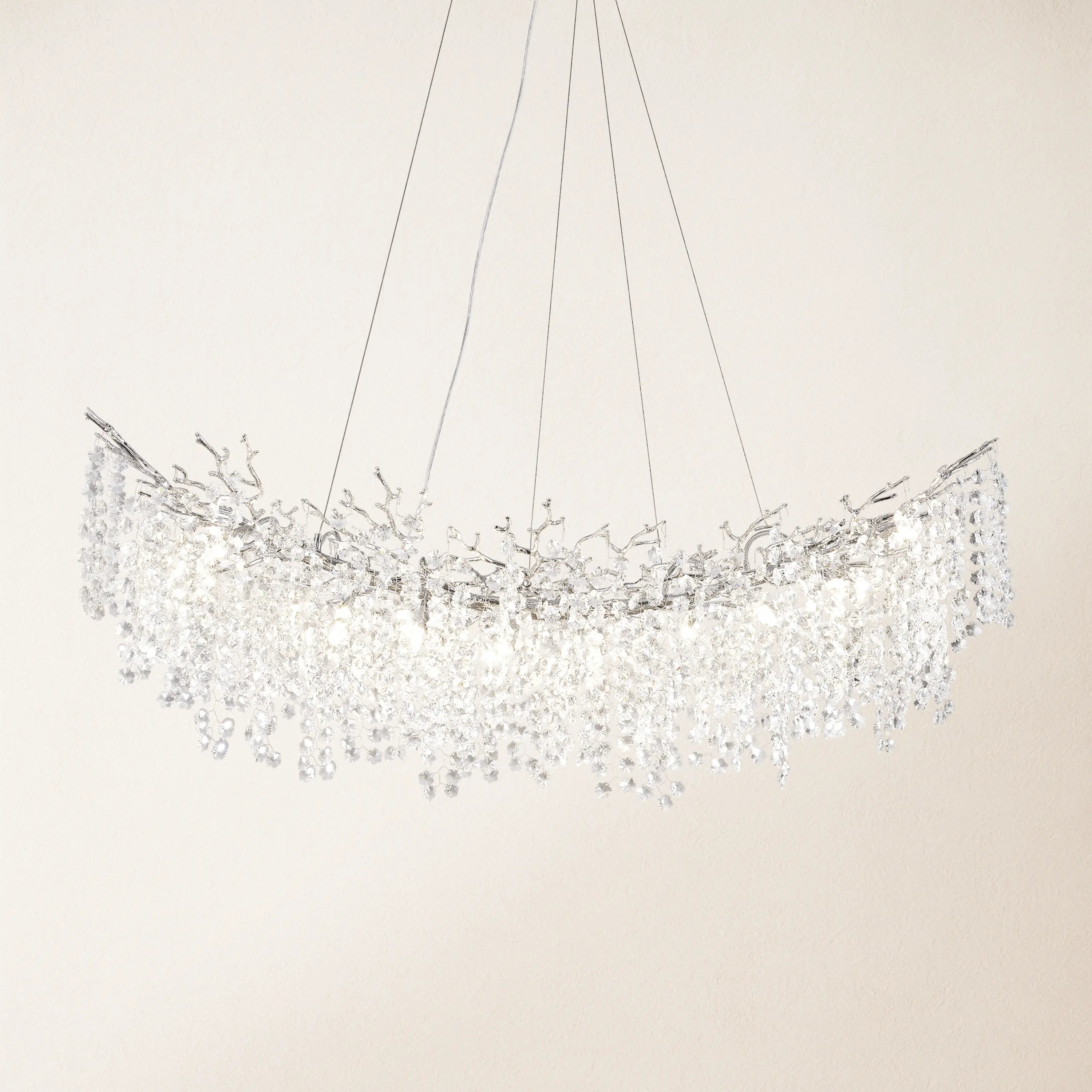 Lustre Branches Crystal Rectangular Chandelier 140cm W