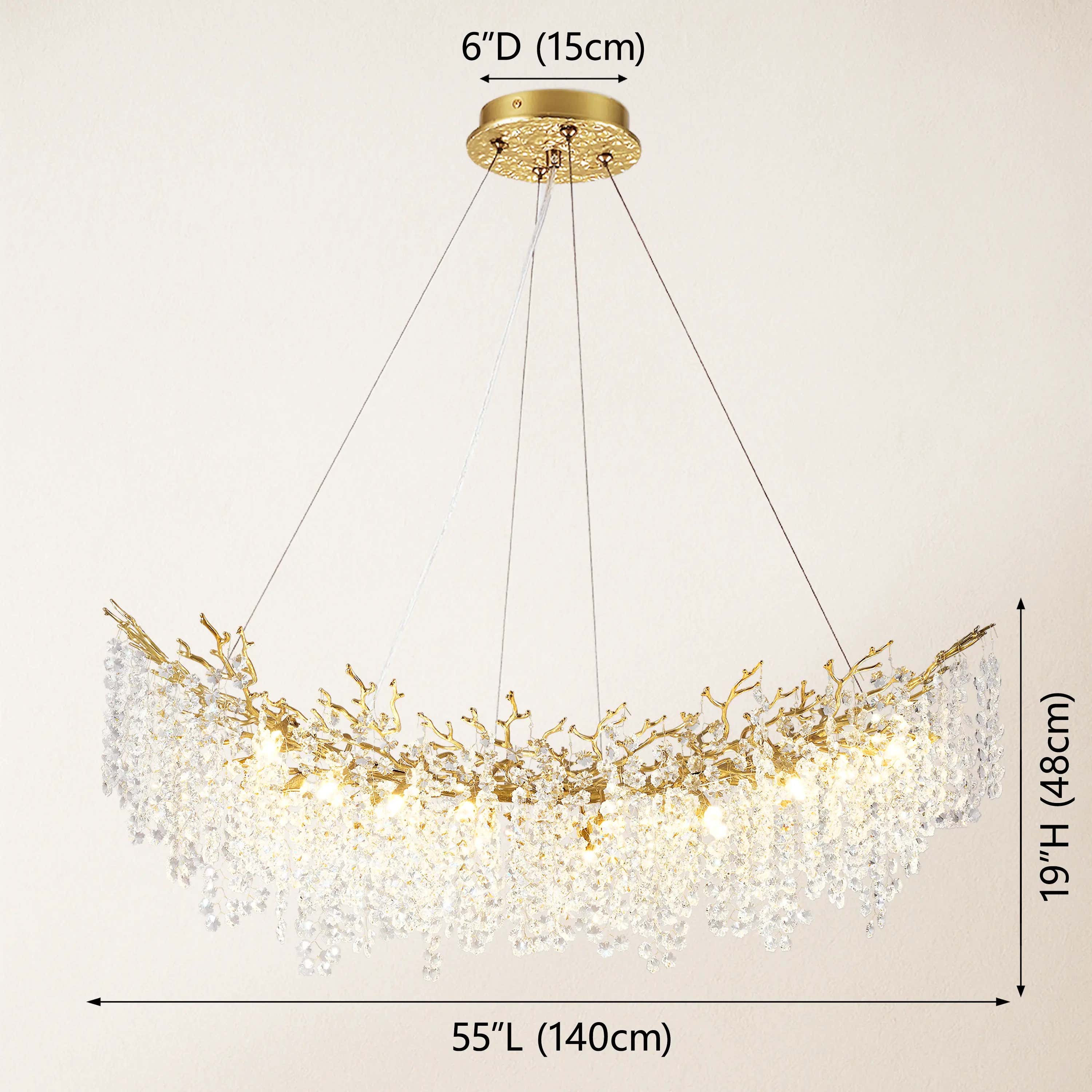Lustre Branches Crystal Rectangular Chandelier 140cm W