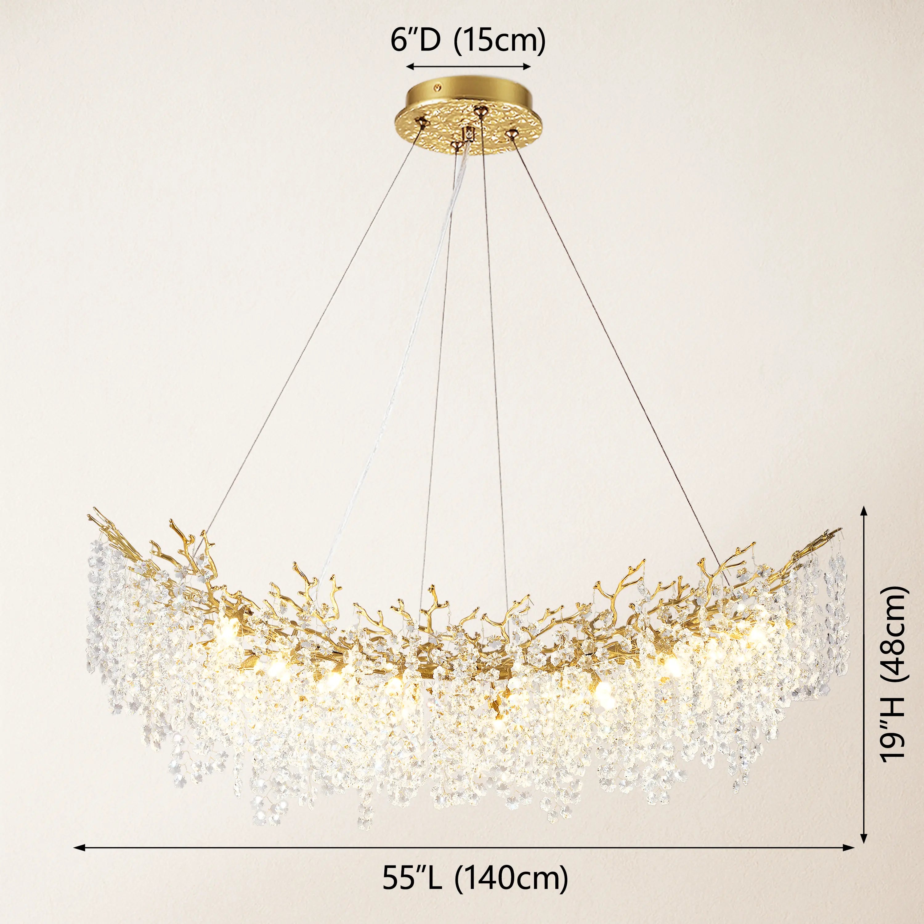 Lustre Branches Crystal Rectangular Chandelier 140cm W